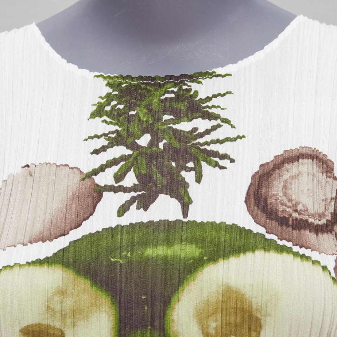 Issey Miyake rare ISSEY MIYAKE Pleats Please white cucumber mushroom print face top JP3 L Size M / US 6-8 / IT 42-44 - 7 Thumbnail
