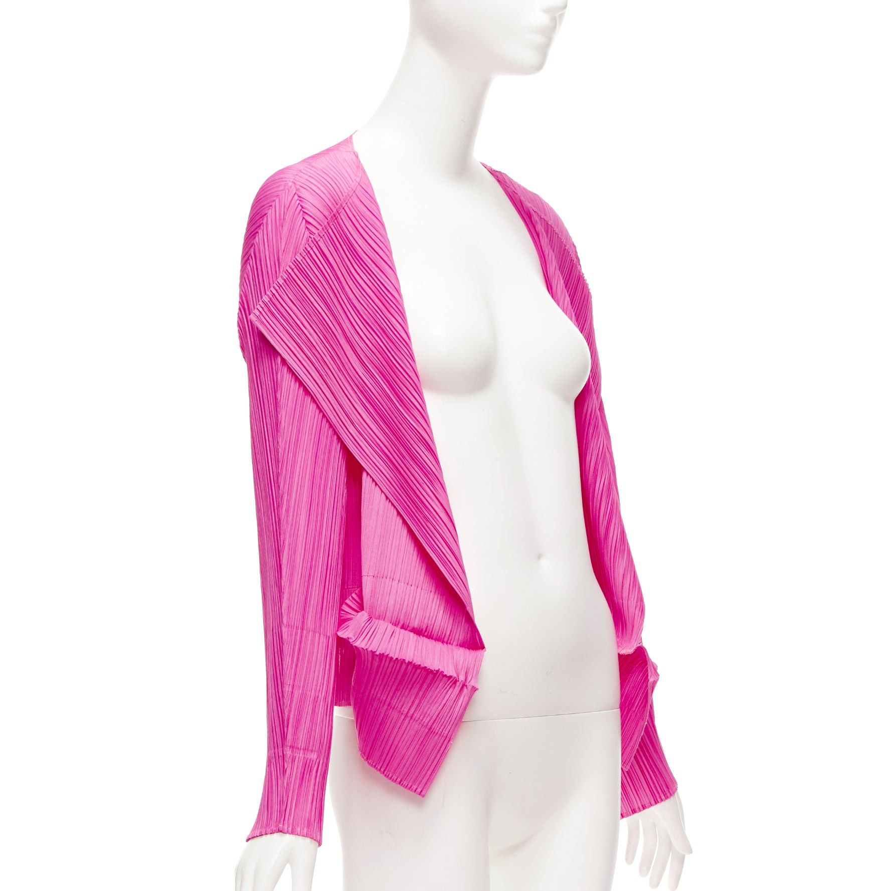 Issey Miyake ISSEY MIYAKE Pleats Please hot pink pleated 3D cut hem cardigan jacket JP3 L Size M / US 6-8 / IT 42-44 - 3 Thumbnail