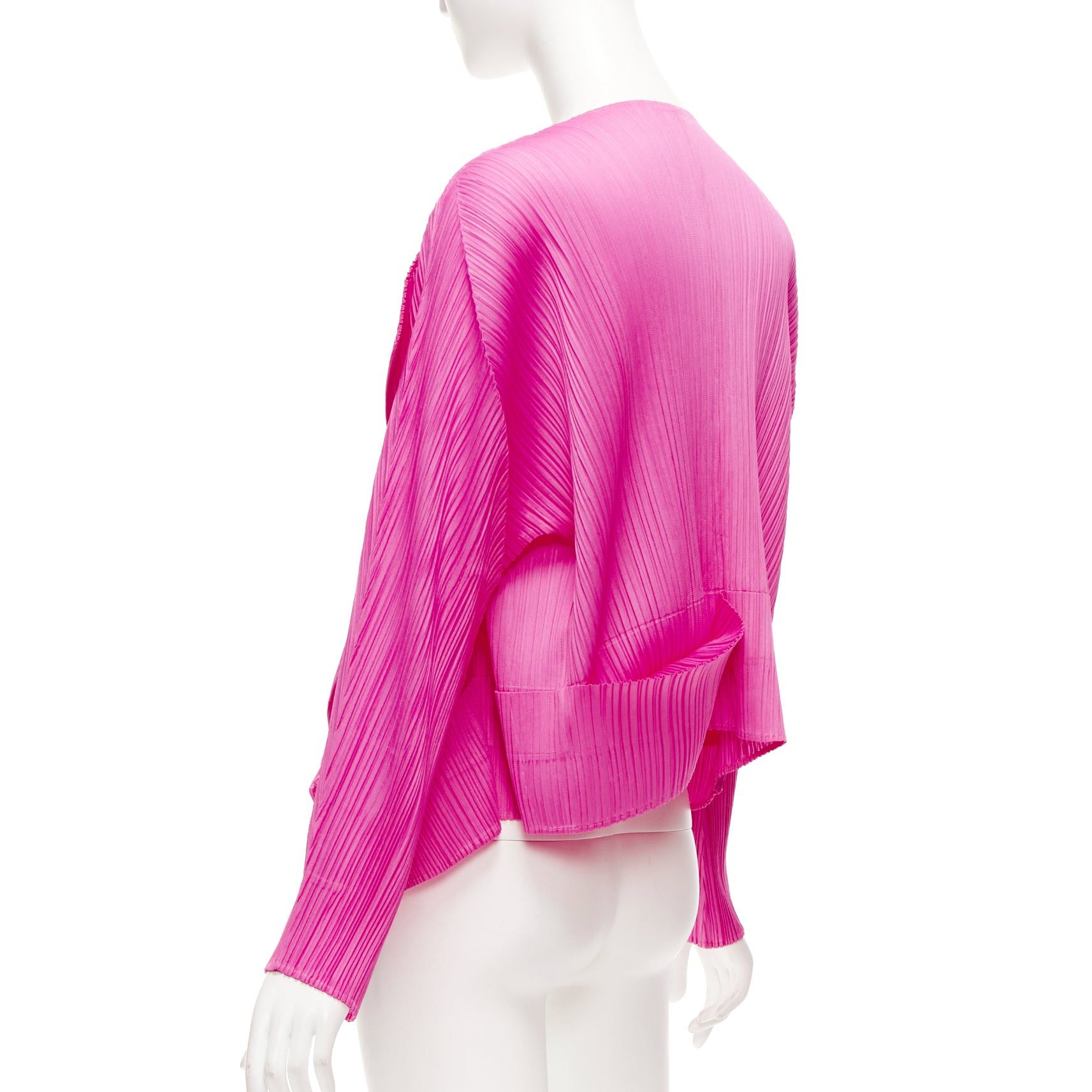 Issey Miyake ISSEY MIYAKE Pleats Please hot pink pleated 3D cut hem cardigan jacket JP3 L Size M / US 6-8 / IT 42-44 - 6 Thumbnail