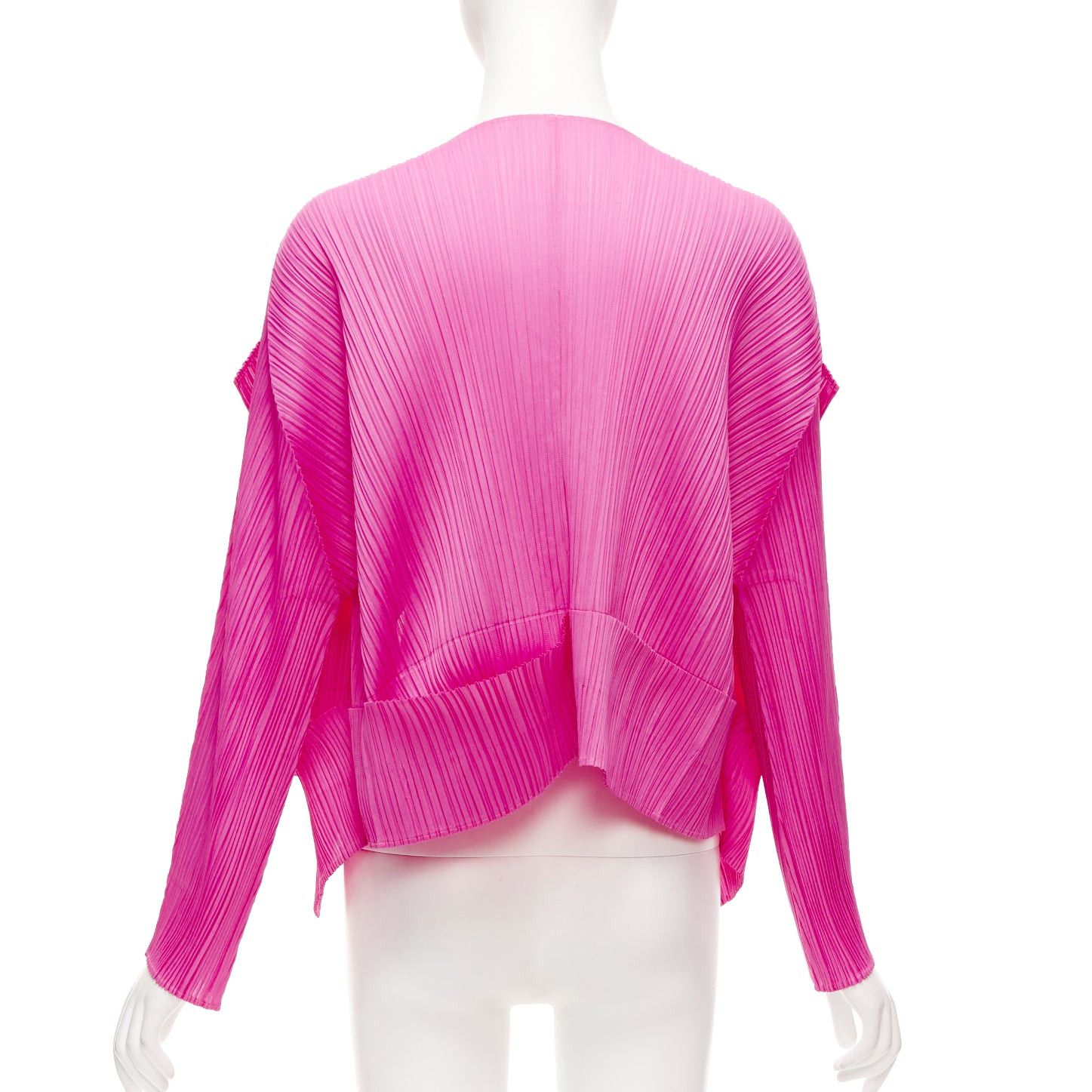 Issey Miyake ISSEY MIYAKE Pleats Please hot pink pleated 3D cut hem cardigan jacket JP3 L Size M / US 6-8 / IT 42-44 - 5 Thumbnail