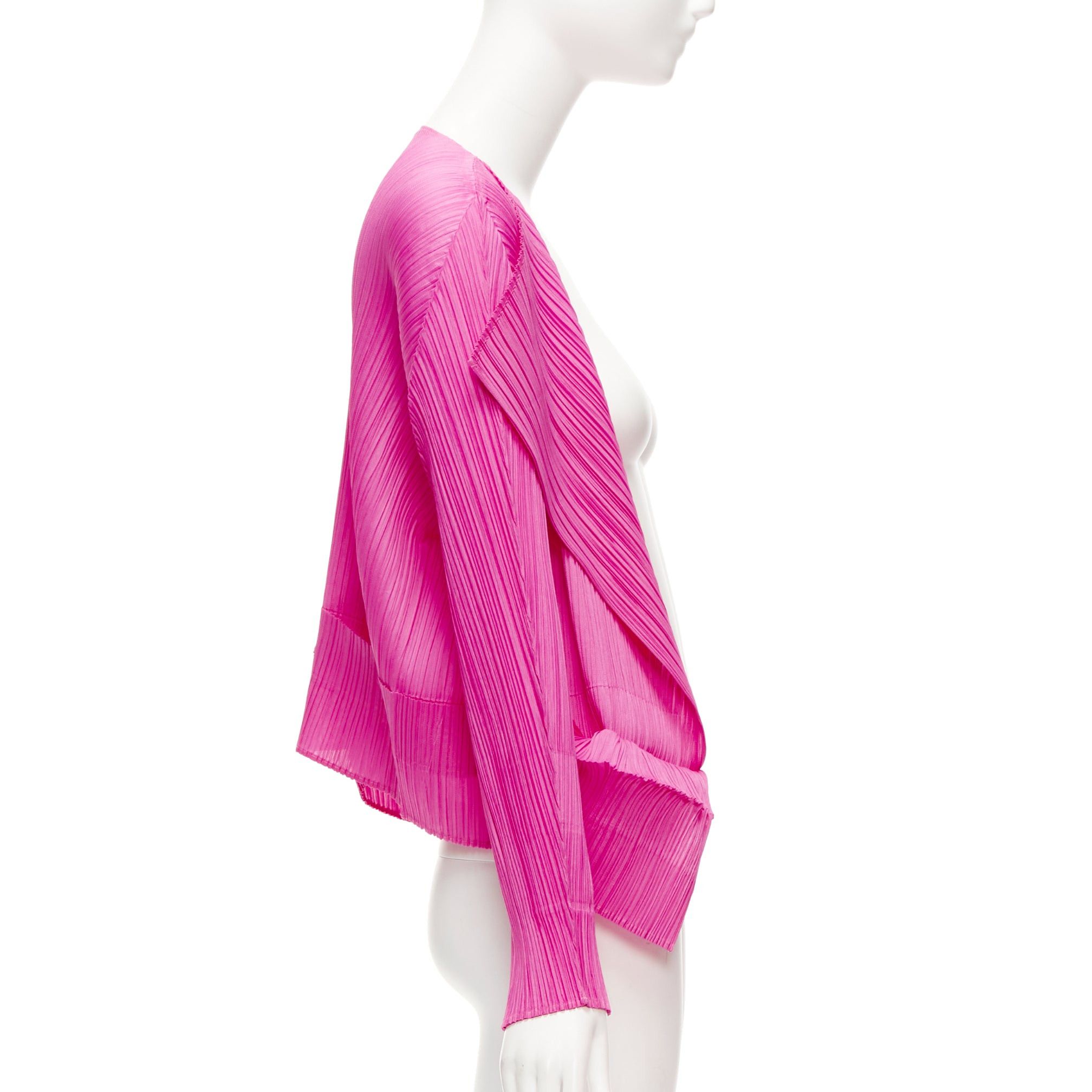 Issey Miyake ISSEY MIYAKE Pleats Please hot pink pleated 3D cut hem cardigan jacket JP3 L Size M / US 6-8 / IT 42-44 - 4 Thumbnail