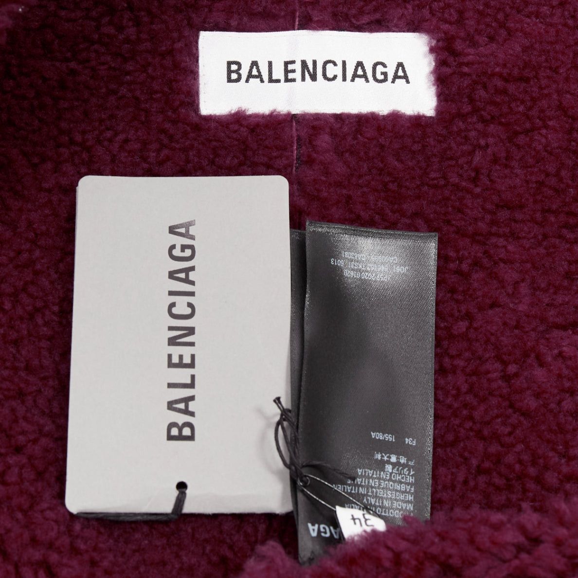 Balenciaga BALENCIAGA Demna 2020 burgundy logo shearling cocoon Bombardier jacket FR34 XS Size XS / US 0-2 / IT 36-38 - 9 Thumbnail
