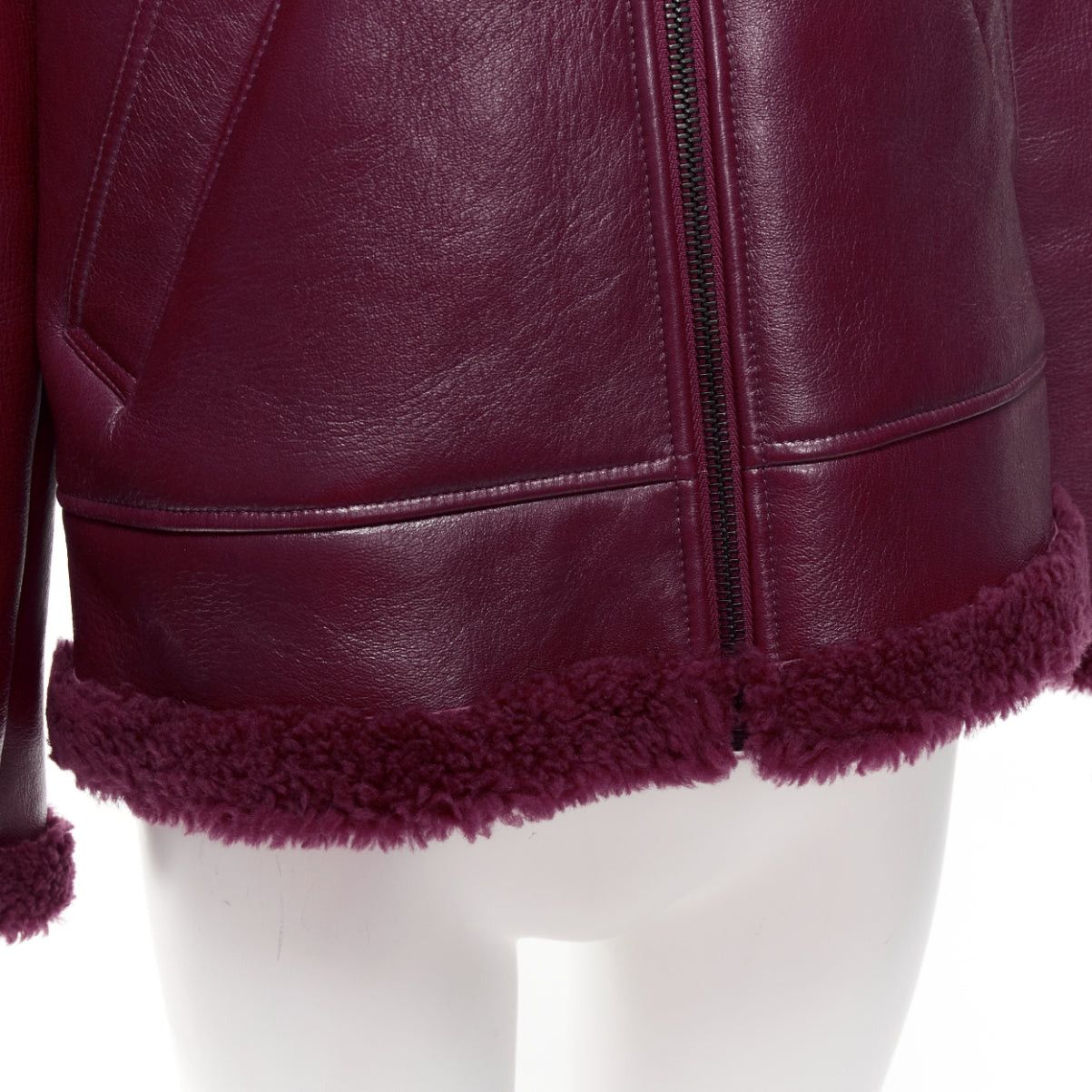Balenciaga BALENCIAGA Demna 2020 burgundy logo shearling cocoon Bombardier jacket FR34 XS Size XS / US 0-2 / IT 36-38 - 8 Thumbnail