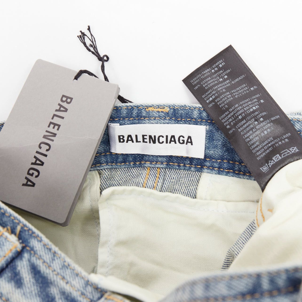 Balenciaga BALENCIAGA Demna 2021 Cargo Kick blue denim low waist logo midi skirt FR38 M Size 28" / US 6 / IT 42 - 8 Thumbnail