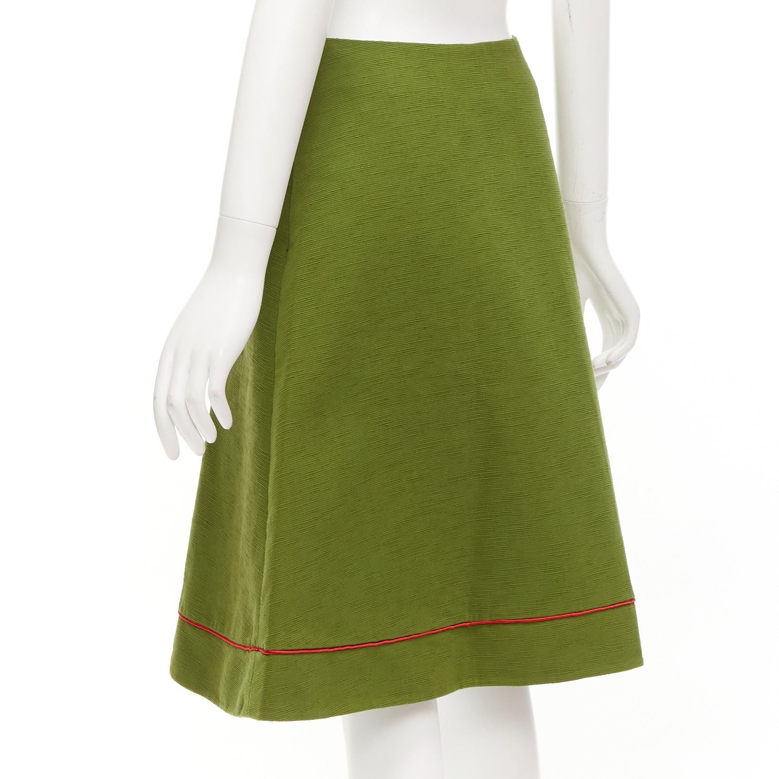 Dior rare CHRISTIAN DIOR John Galliano 1999 Communist green pique Aline skirt FR40 L Size 30" / US 8 / IT 44 - 5 Thumbnail