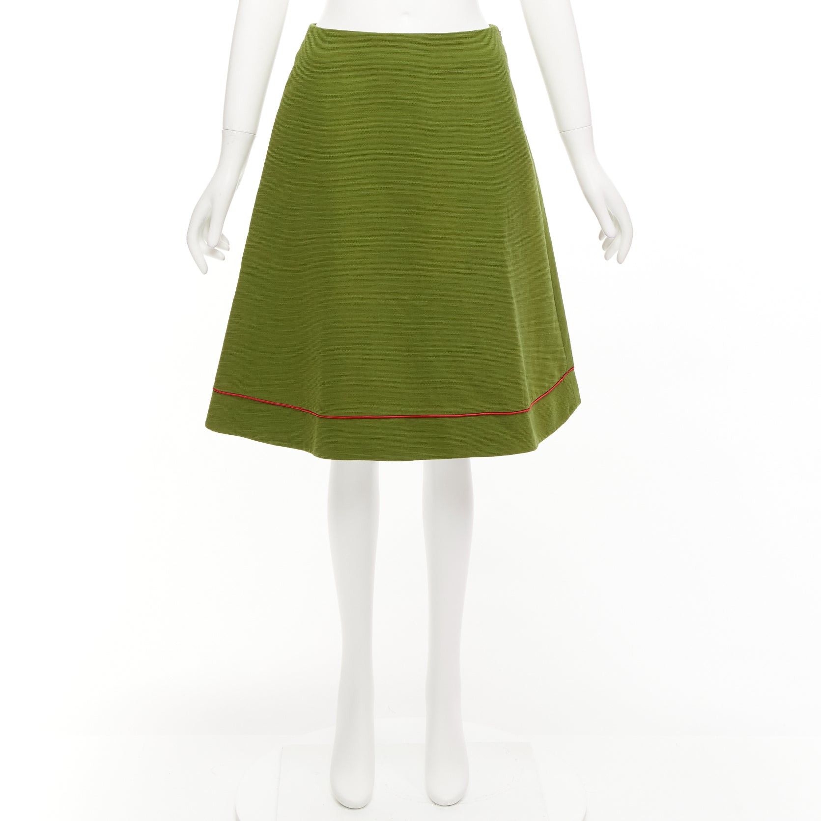 Dior rare CHRISTIAN DIOR John Galliano 1999 Communist green pique Aline skirt FR40 L Size 30" / US 8 / IT 44 - 9 Thumbnail