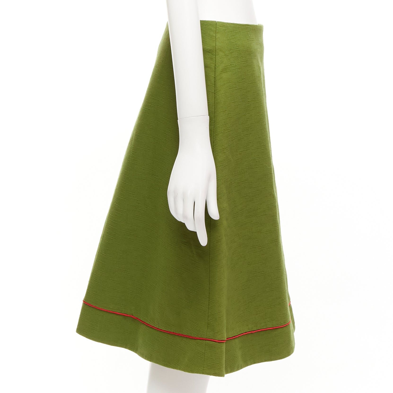 Dior rare CHRISTIAN DIOR John Galliano 1999 Communist green pique Aline skirt FR40 L Size 30" / US 8 / IT 44 - 3 Thumbnail