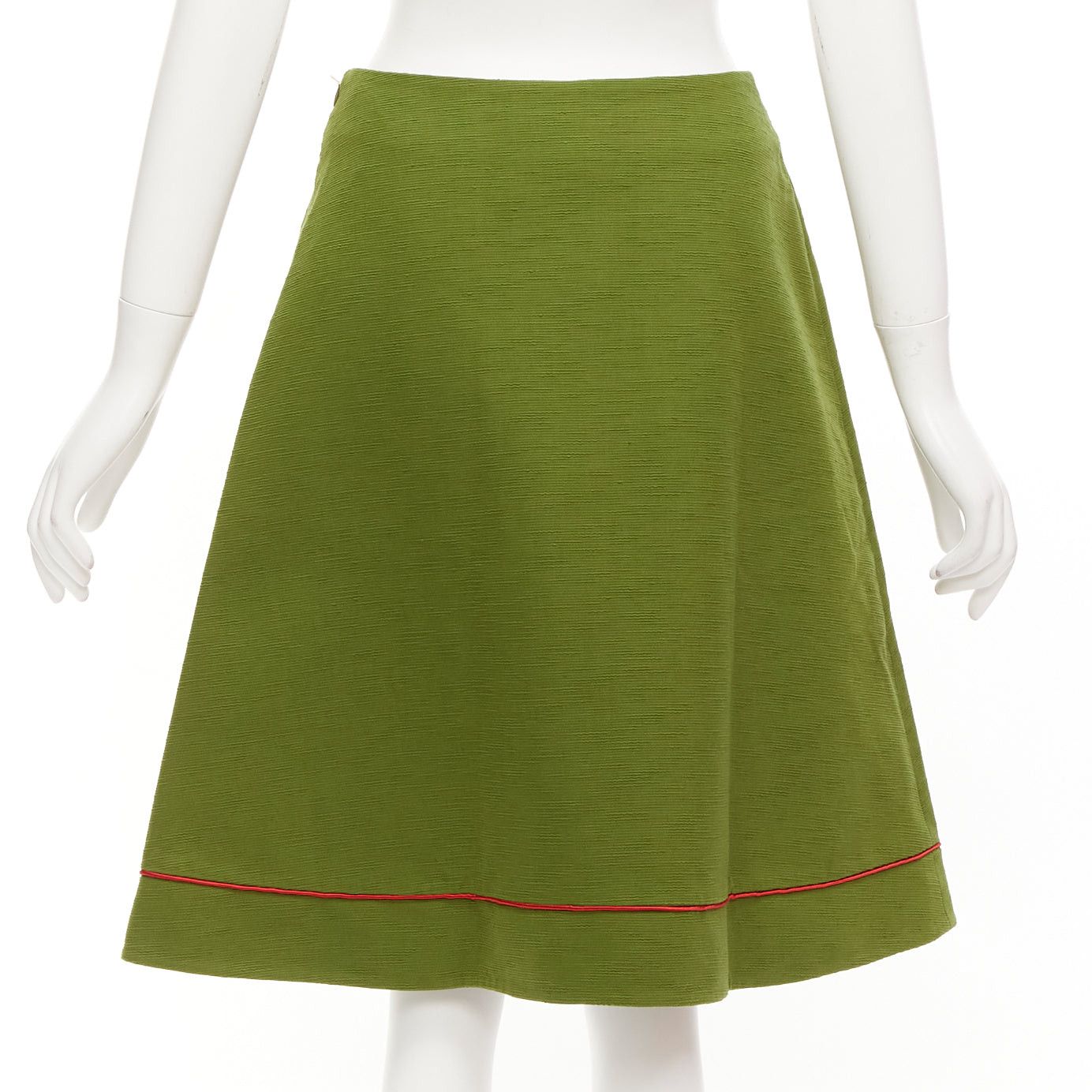 Dior rare CHRISTIAN DIOR John Galliano 1999 Communist green pique Aline skirt FR40 L Size 30" / US 8 / IT 44 - 4 Thumbnail