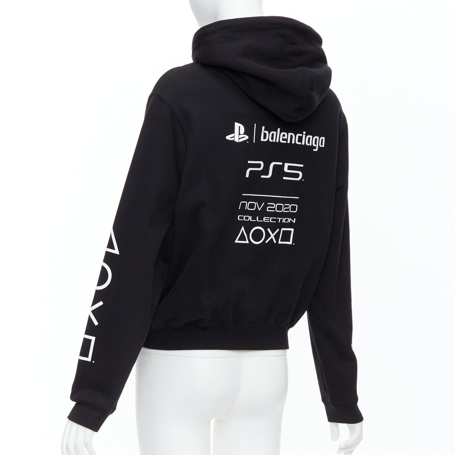 Balenciaga BALENCIAGA Demna 2021 black cotton PS5 logo fitted cropped hoodie M Size M / US 6-8 / IT 42-44 - 6 Thumbnail
