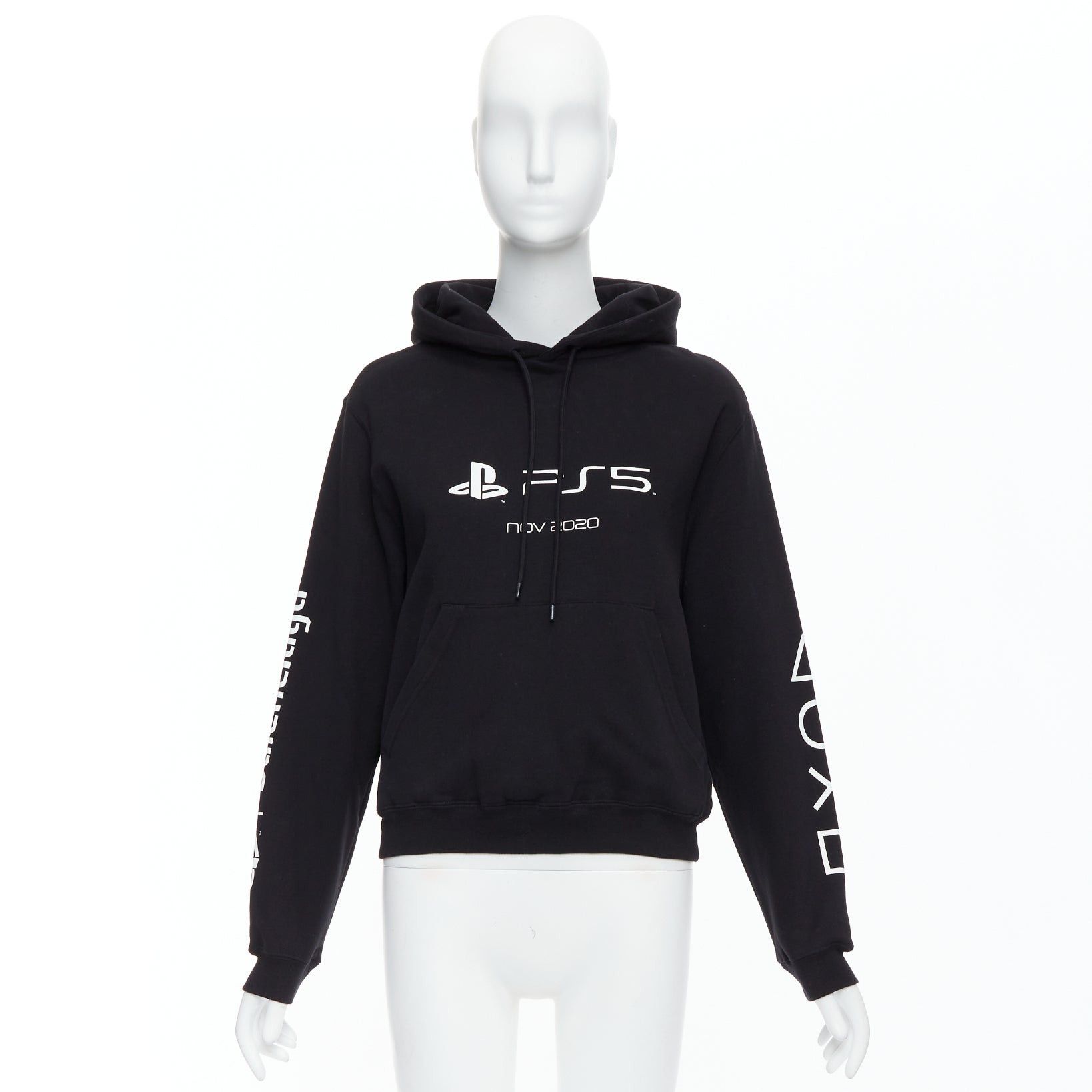 Balenciaga BALENCIAGA Demna 2021 black cotton PS5 logo fitted cropped hoodie M Size M / US 6-8 / IT 42-44 - 9 Thumbnail