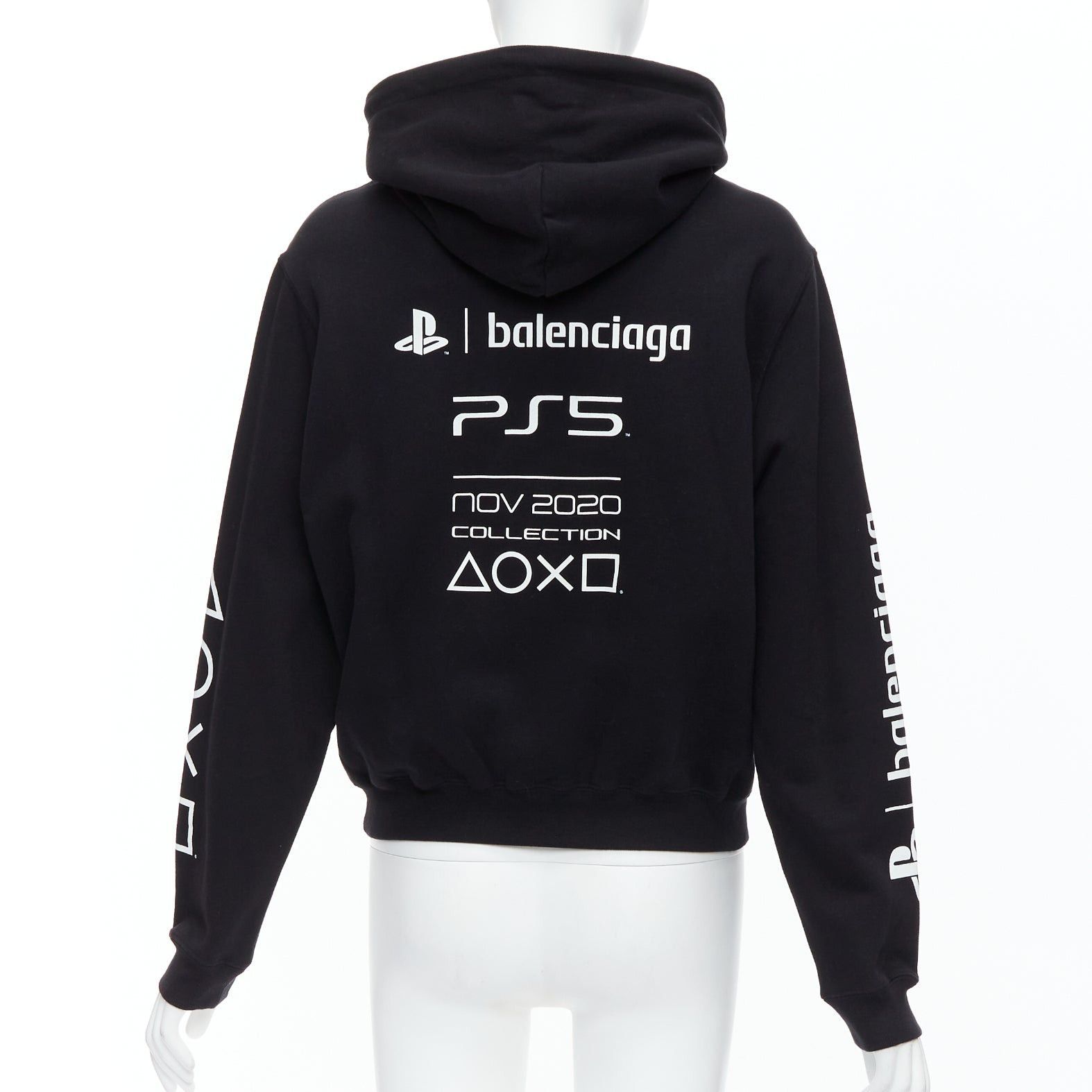 Balenciaga BALENCIAGA Demna 2021 black cotton PS5 logo fitted cropped hoodie M Size M / US 6-8 / IT 42-44 - 5 Thumbnail