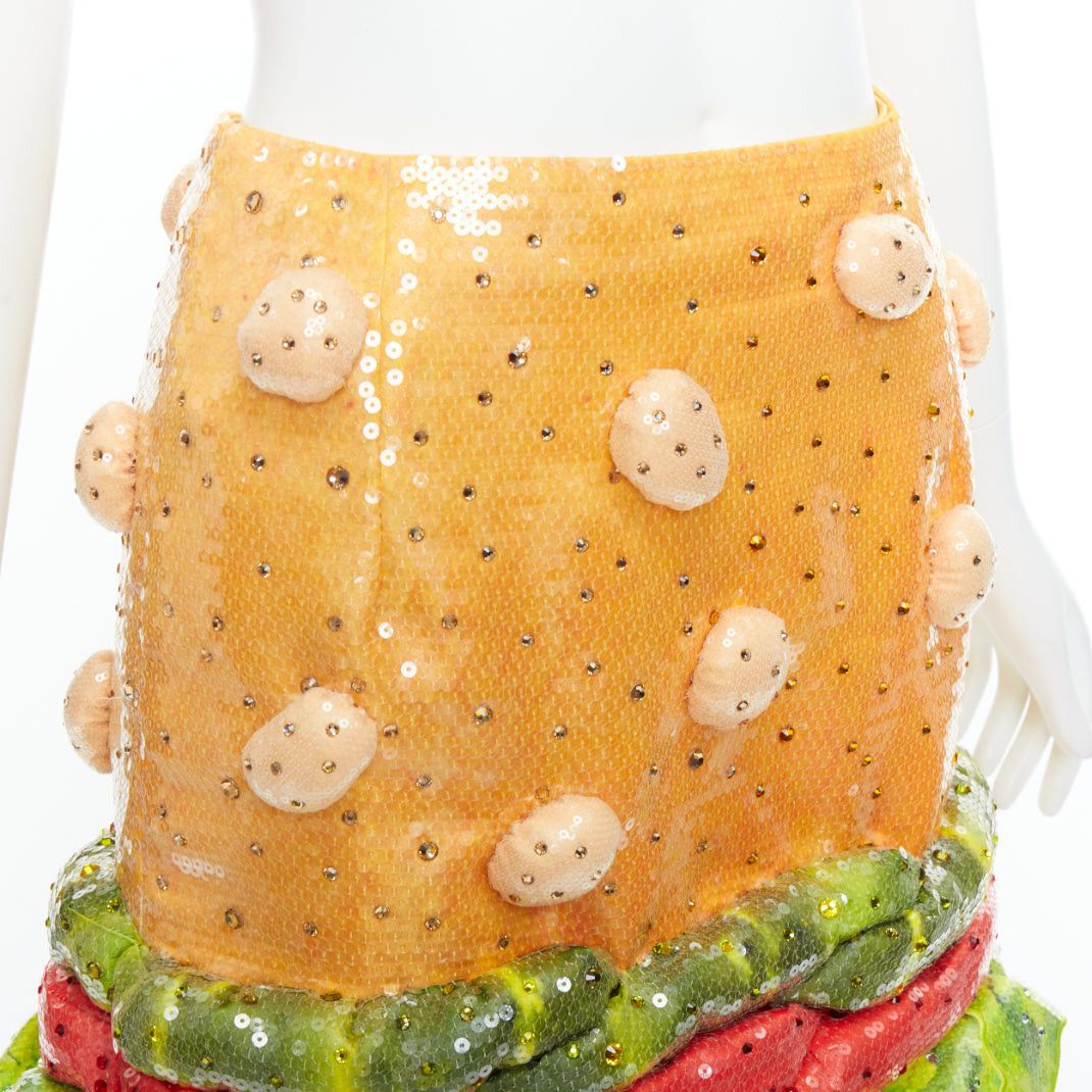 Moschino rare MOSCHINO Jeremy Scott Diner Group Duchesse sequinned hamburger skirt IT38 XS Size 26" / US 2 / IT 38 - 7 Thumbnail