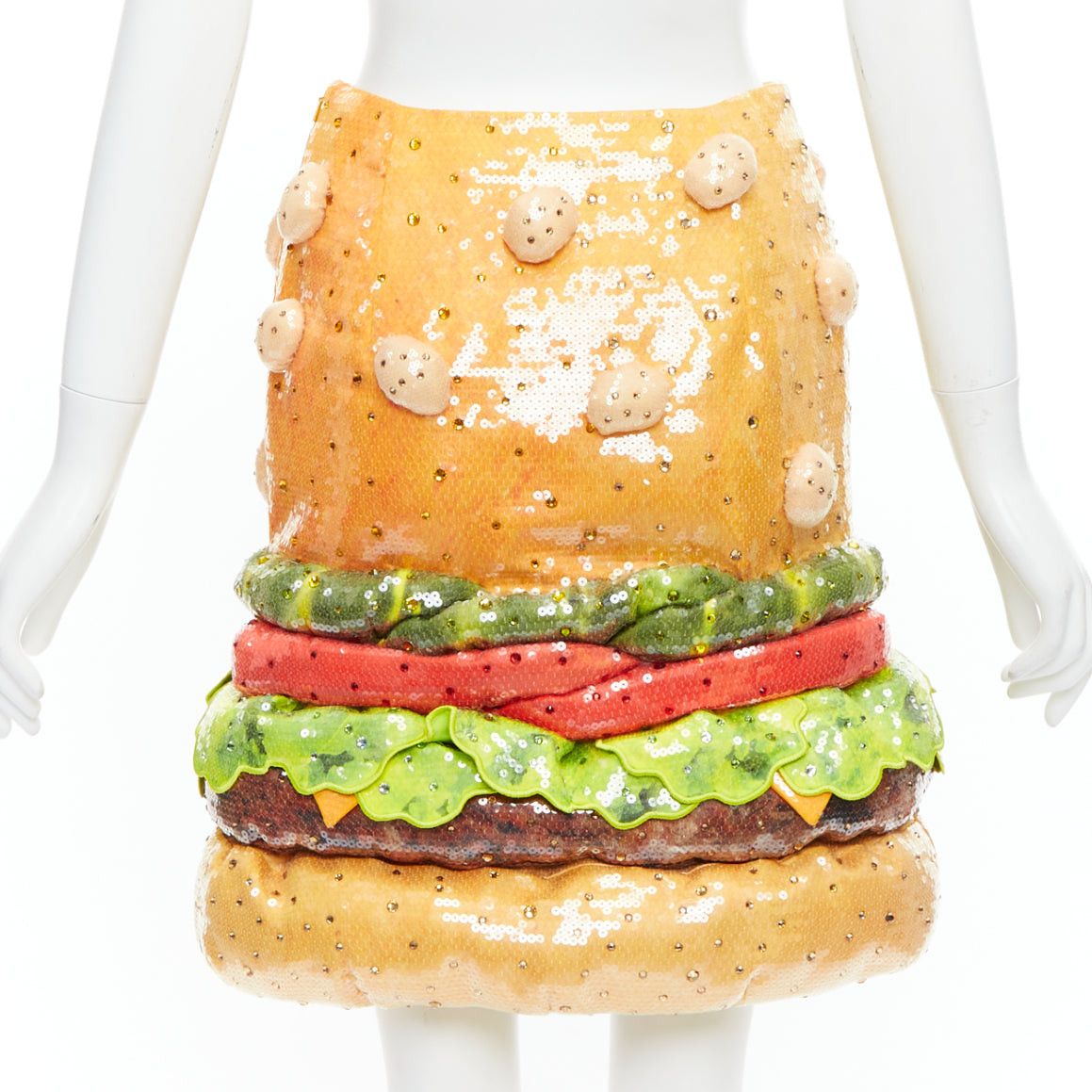 Moschino rare MOSCHINO Jeremy Scott Diner Group Duchesse sequinned hamburger skirt IT38 XS Size 26" / US 2 / IT 38 - 5 Thumbnail