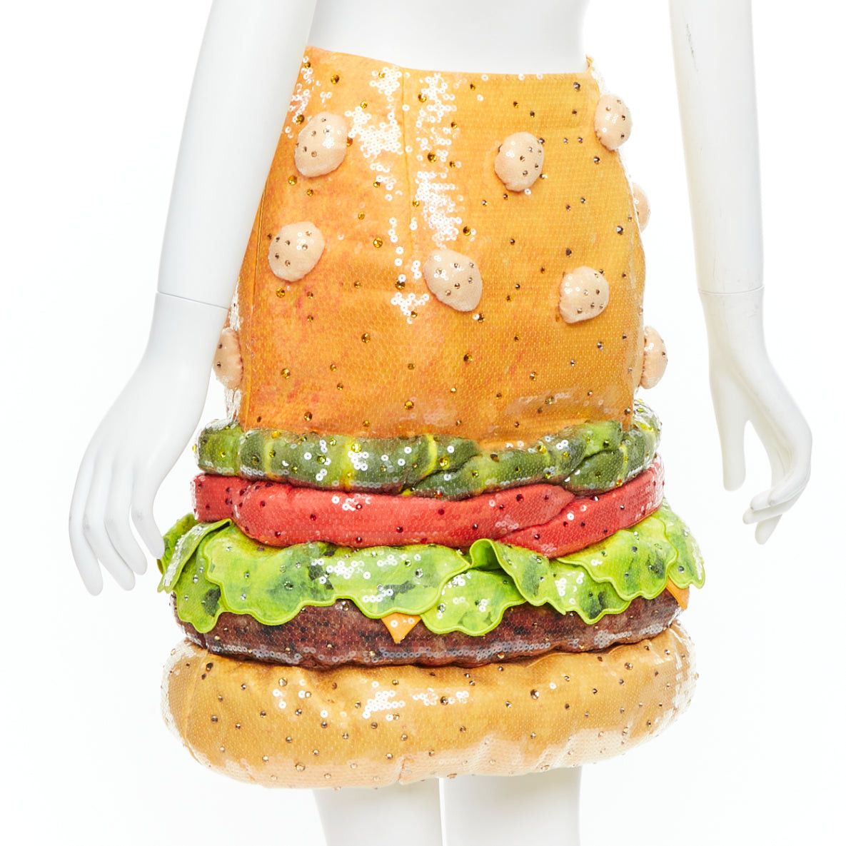 Moschino rare MOSCHINO Jeremy Scott Diner Group Duchesse sequinned hamburger skirt IT38 XS Size 26" / US 2 / IT 38 - 6 Thumbnail