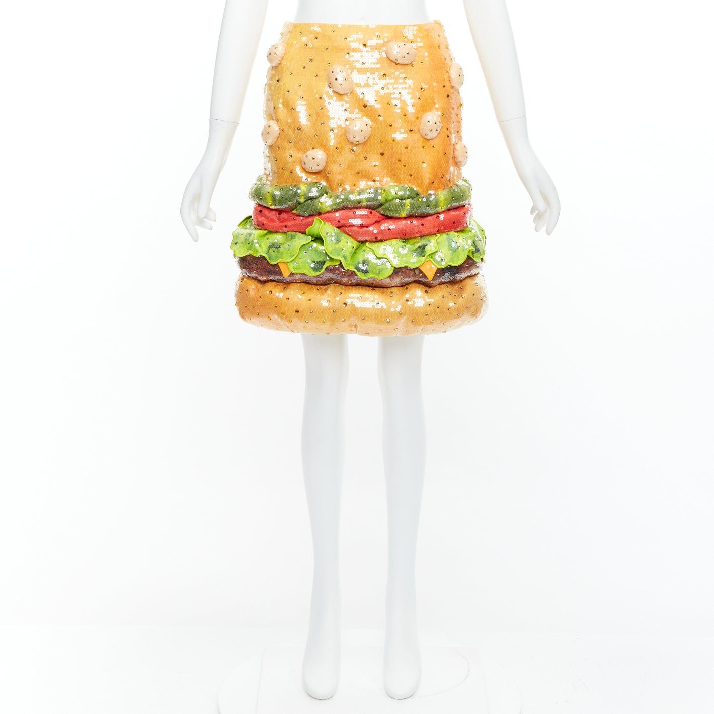 Moschino rare MOSCHINO Jeremy Scott Diner Group Duchesse sequinned hamburger skirt IT38 XS Size 26" / US 2 / IT 38 - 11 Thumbnail