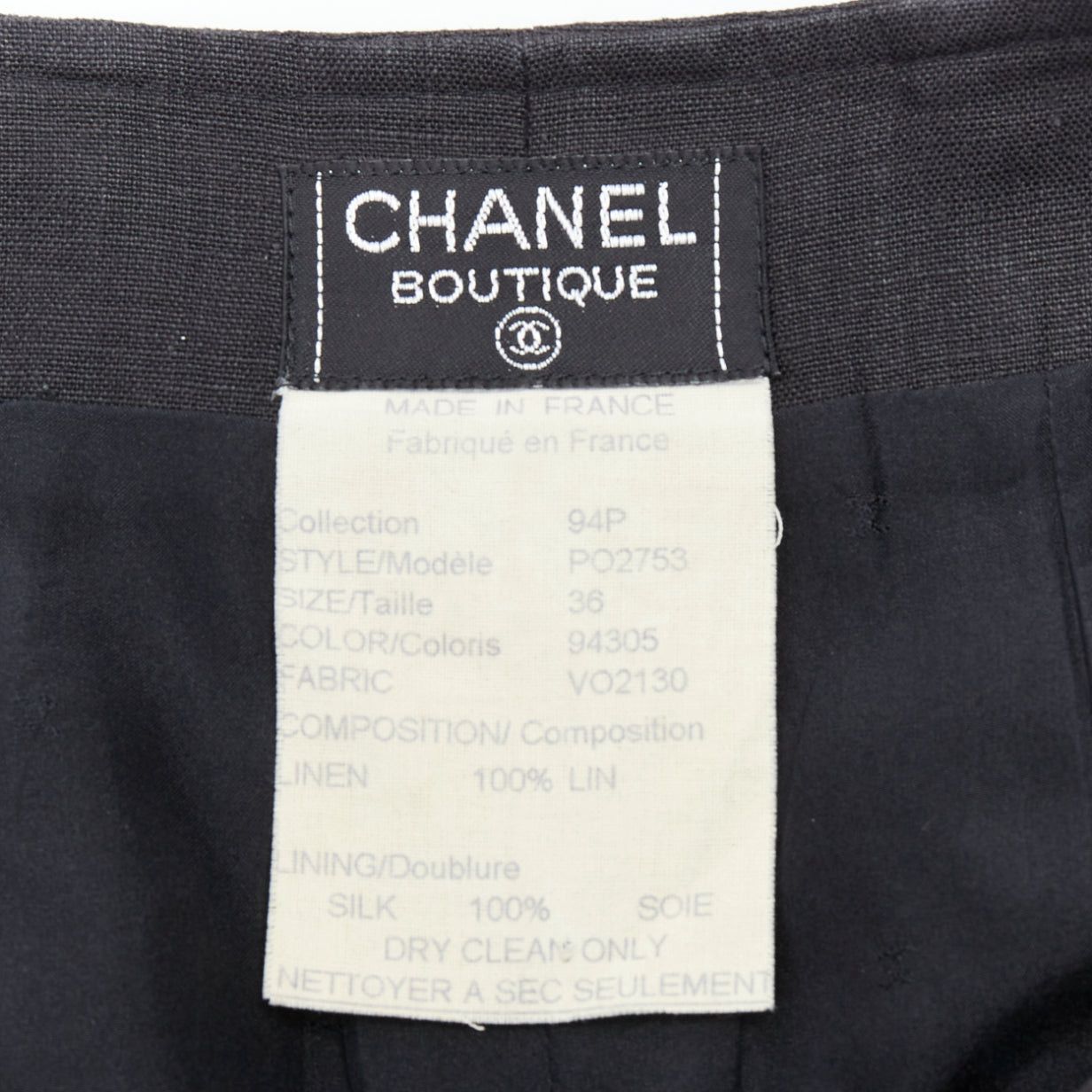 Chanel rare CHANEL 94P Vintage black linen gold CC logo buttons sailor shorts FR36 S Size 27" / US 4 / IT 40 - 8 Thumbnail