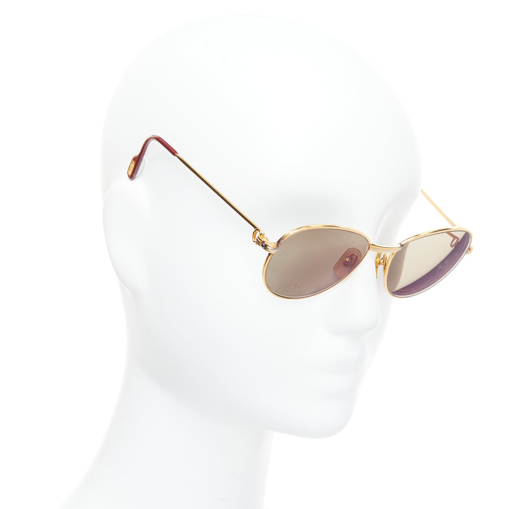 Cartier CARTIER Vintage S Sapphire 55-18 gold plated frame green lens sunglasses Size ONE SIZE - 3 Thumbnail