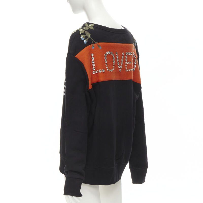 Gucci GUCCI blue floral embroidered vintage logo LOVED studded distressed sweatshirt S Size S / US 4 / IT 40 - 5 Thumbnail
