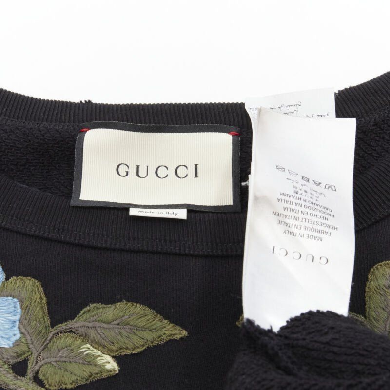 Gucci GUCCI blue floral embroidered vintage logo LOVED studded distressed sweatshirt S Size S / US 4 / IT 40 - 8 Thumbnail