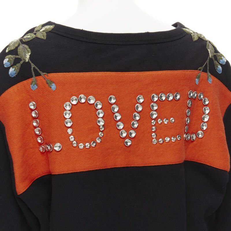 Gucci GUCCI blue floral embroidered vintage logo LOVED studded distressed sweatshirt S Size S / US 4 / IT 40 - 7 Thumbnail