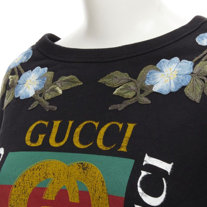 Gucci GUCCI blue floral embroidered vintage logo LOVED studded distressed sweatshirt S Size S / US 4 / IT 40 - 6 Thumbnail