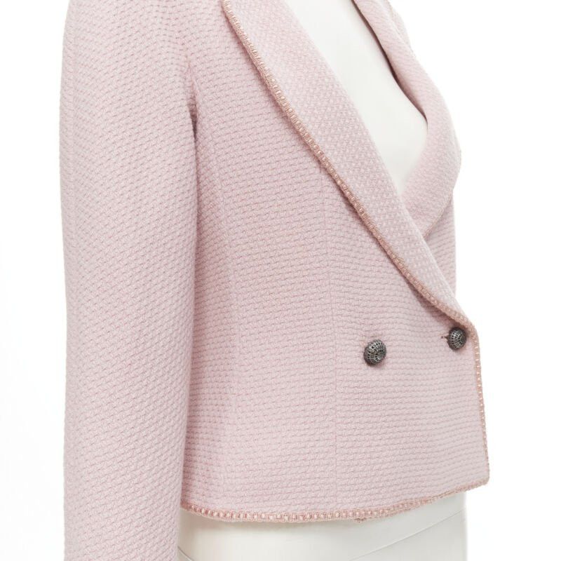 Dior CHRISTIAN DIOR 1997 Runway John Galliano pink tweed ribbon trimmed jacket FR42 L Size L / US 10 / IT 46 - 6 Thumbnail