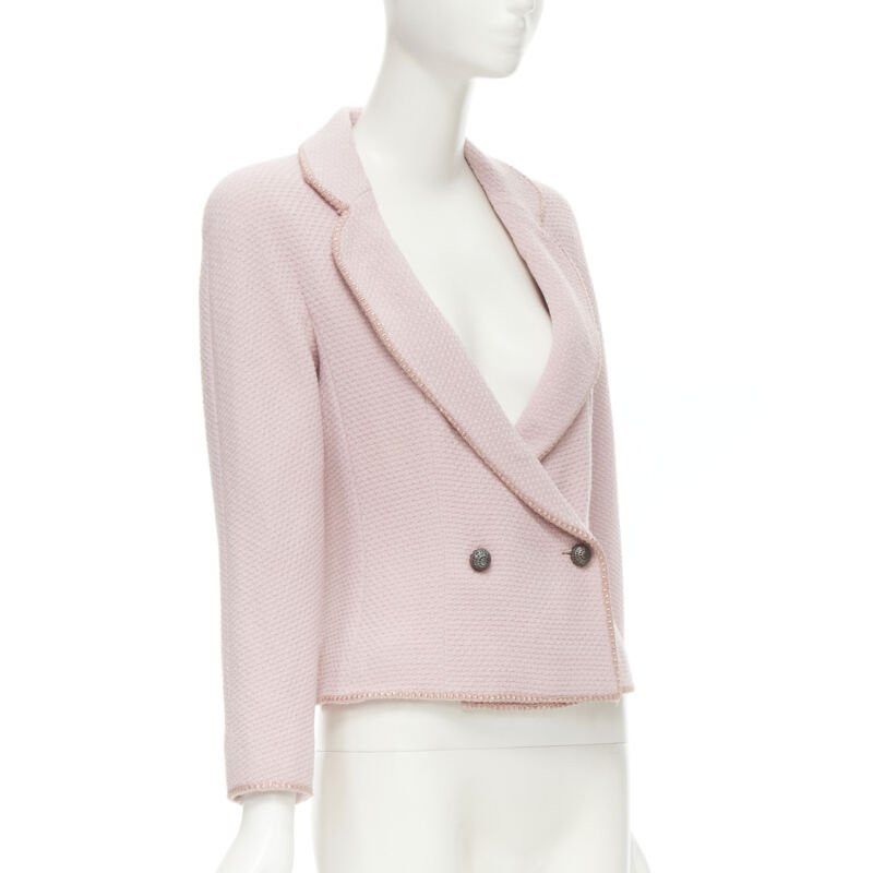 Dior CHRISTIAN DIOR 1997 Runway John Galliano pink tweed ribbon trimmed jacket FR42 L Size L / US 10 / IT 46 - 2 Thumbnail