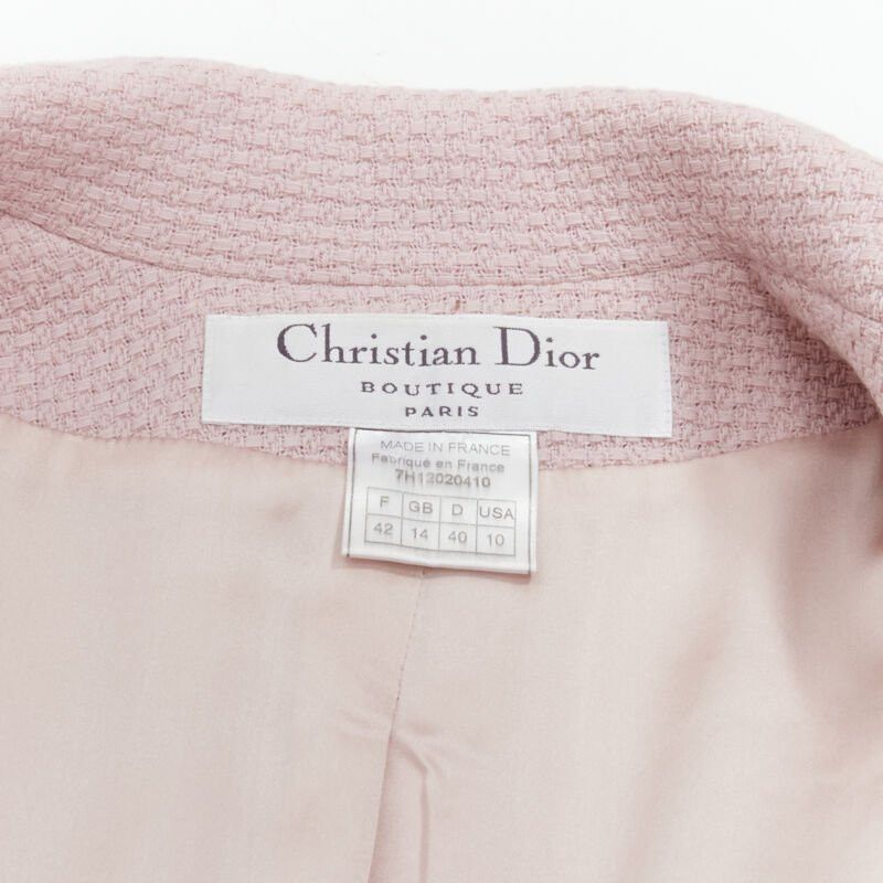 Dior CHRISTIAN DIOR 1997 Runway John Galliano pink tweed ribbon trimmed jacket FR42 L Size L / US 10 / IT 46 - 8 Thumbnail