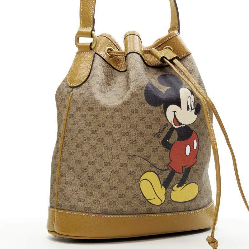 Gucci GUCCI DISNEY Candy GG Micky Mouse brown leather trim bucket bag Size ONE SIZE - 3 Thumbnail