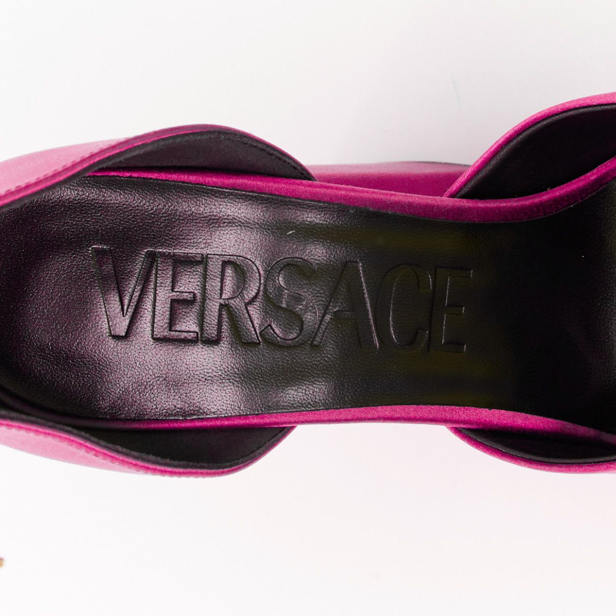 Versace VERSACE Runway Aevitas 155 pink satin gold crystal Medusa double platform EU40 Size US 10 / IT 40 - 10 Thumbnail