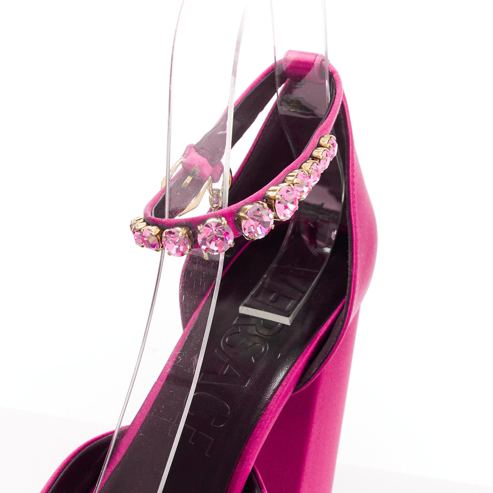 Versace VERSACE Runway Aevitas 155 pink satin gold crystal Medusa double platform EU40 Size US 10 / IT 40 - 9 Thumbnail