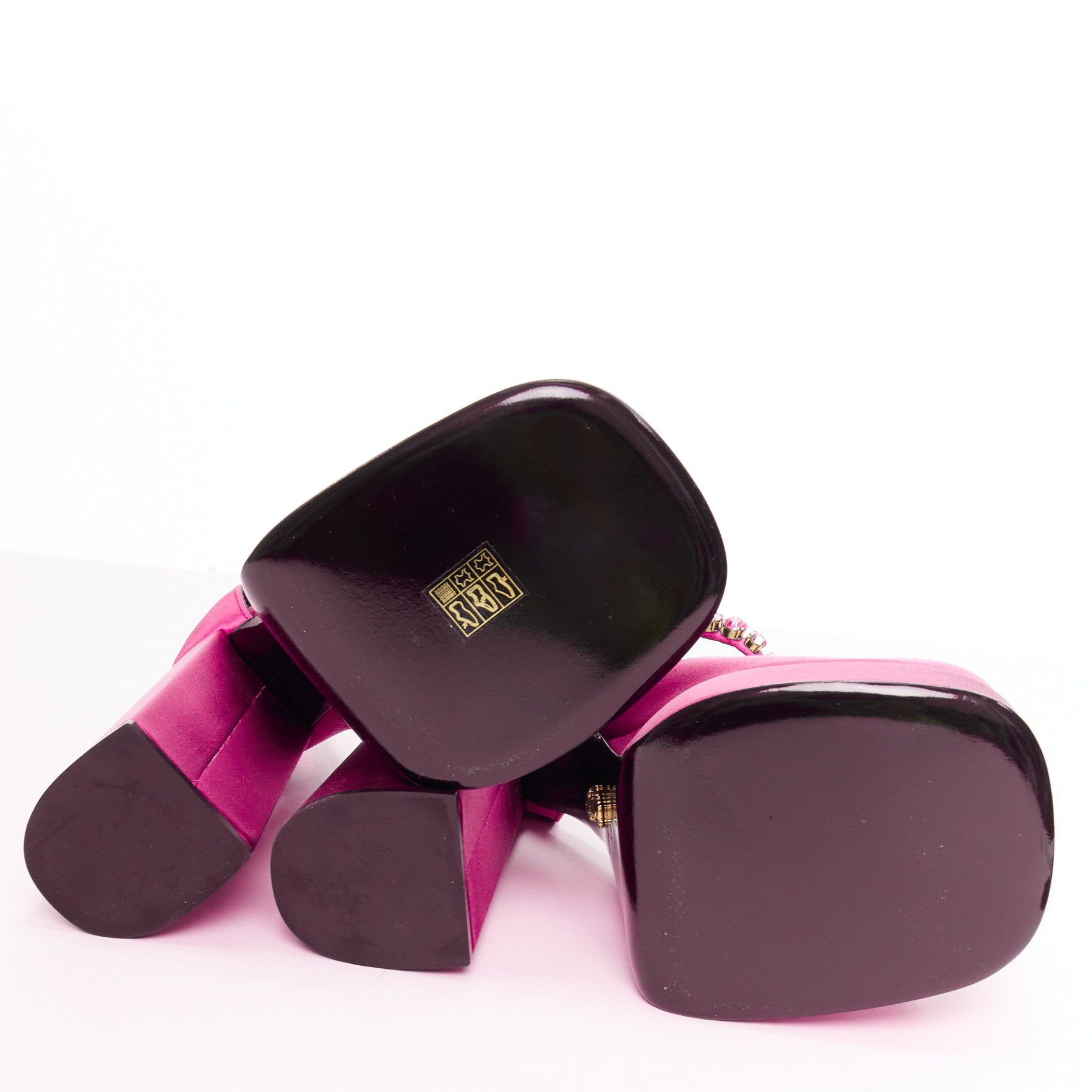 Versace VERSACE Runway Aevitas 155 pink satin gold crystal Medusa double platform EU40 Size US 10 / IT 40 - 11 Thumbnail