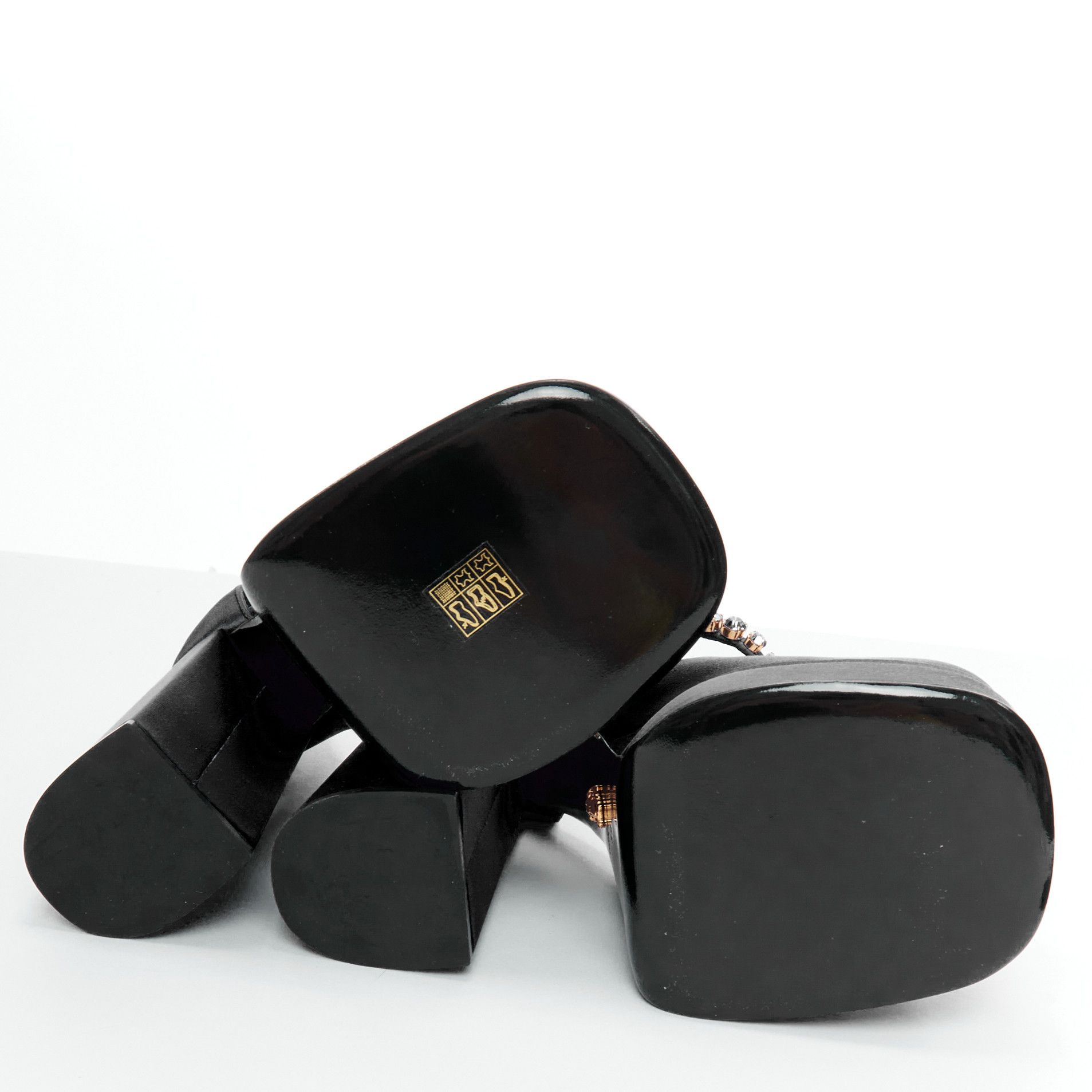 Versace VERSACE Runway Aevitas 155 black satin gold crystal Medusa double platform EU41 Size US 11 / IT 41 - 12 Thumbnail