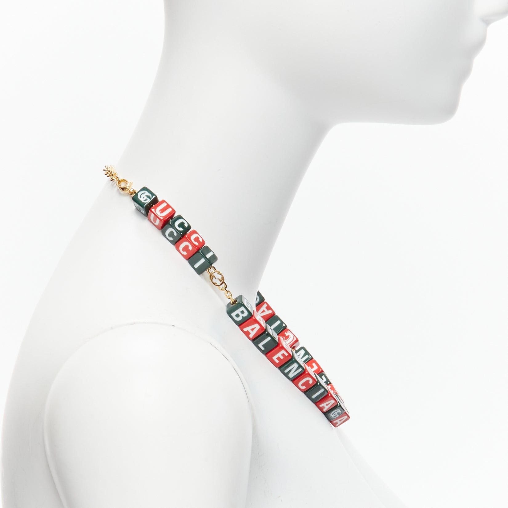 Gucci GUCCI BALENCIAGA 2021 Hacker Project Symbols red green cubes short necklace Size ONE SIZE - 4 Thumbnail