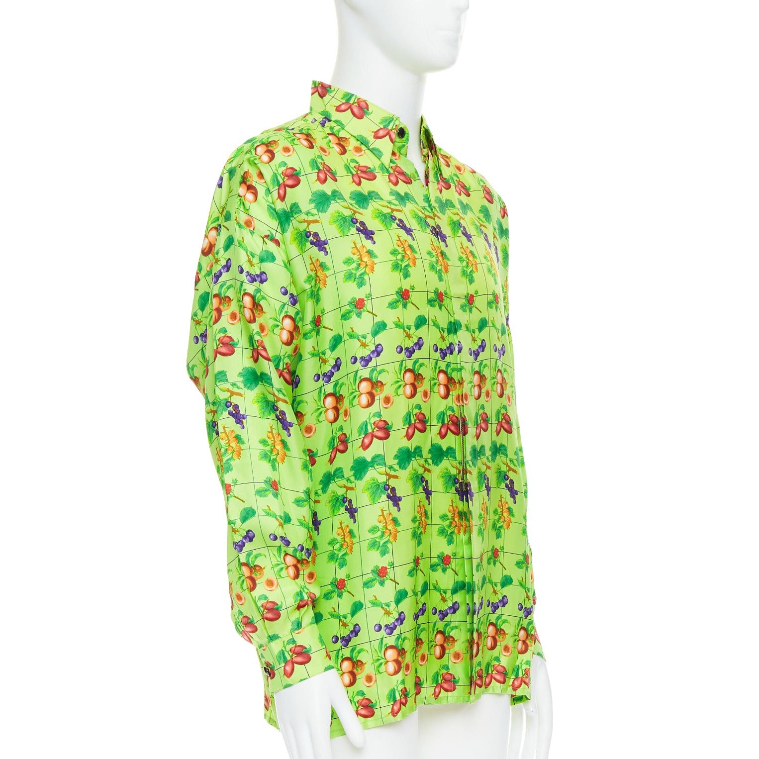 Versace GIANNI VERSACE 1990's Vintage neon green fruit print silk shirt IT48 M Size US M / EU 48-50 / 2 - 3 Thumbnail