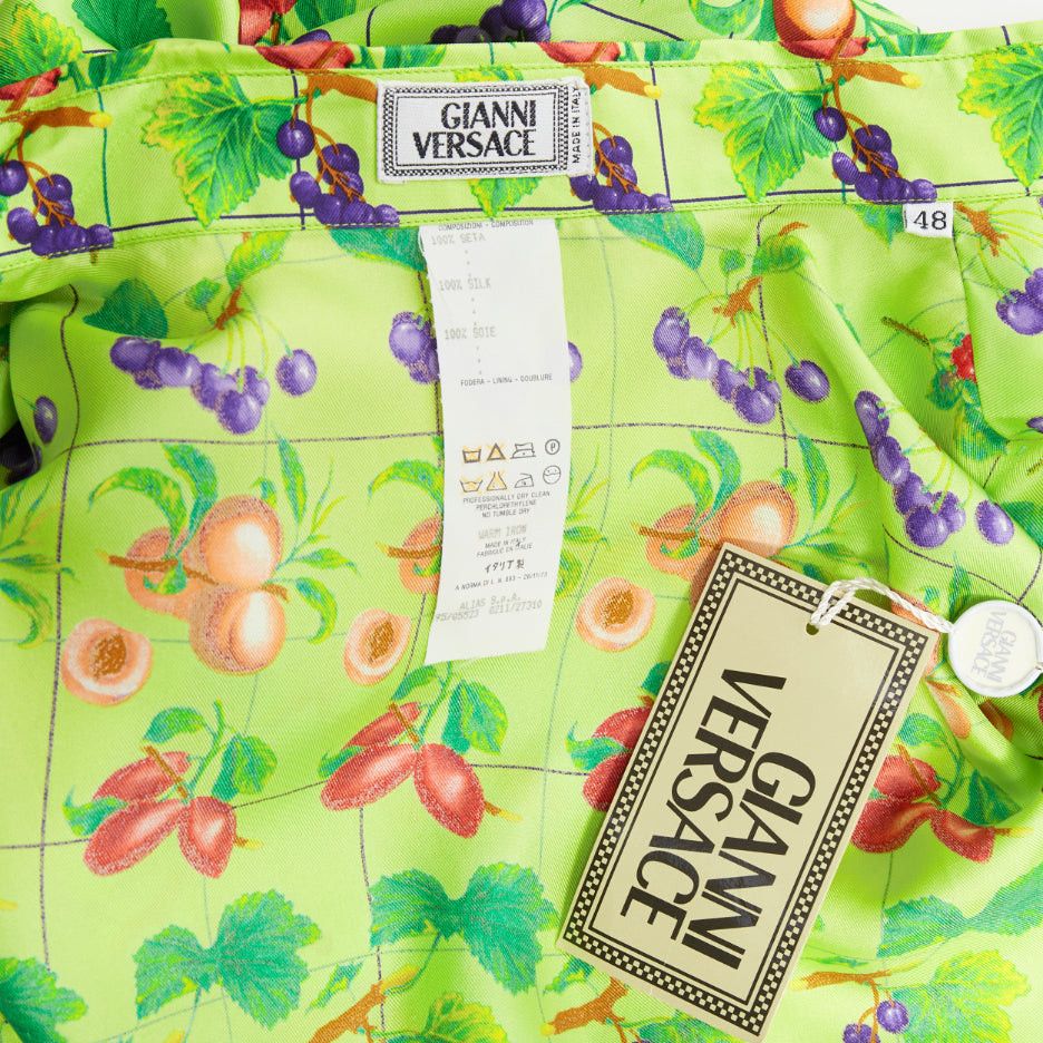 Versace GIANNI VERSACE 1990's Vintage neon green fruit print silk shirt IT48 M Size US M / EU 48-50 / 2 - 8 Thumbnail
