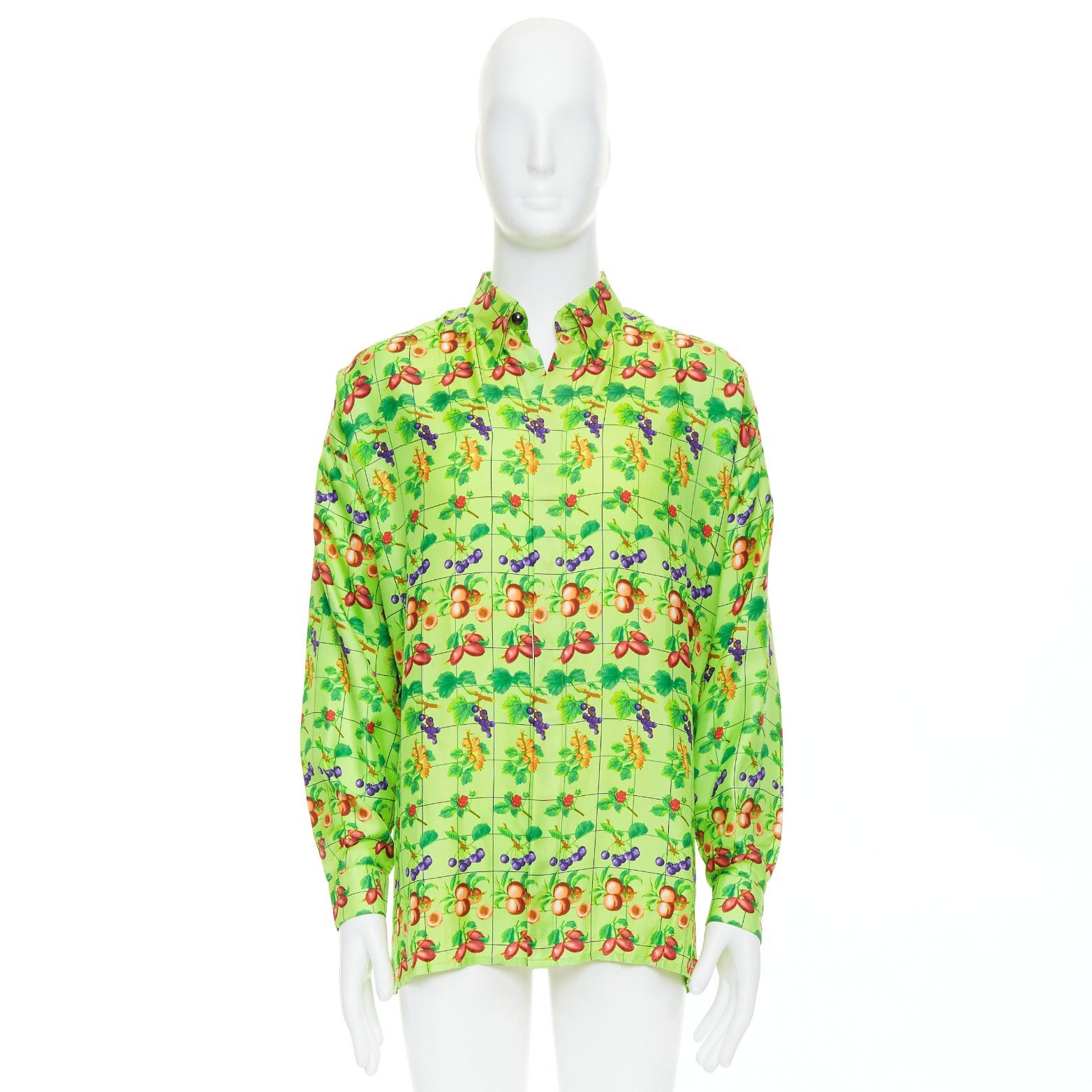 Versace GIANNI VERSACE 1990's Vintage neon green fruit print silk shirt IT48 M Size US M / EU 48-50 / 2 - 9 Thumbnail