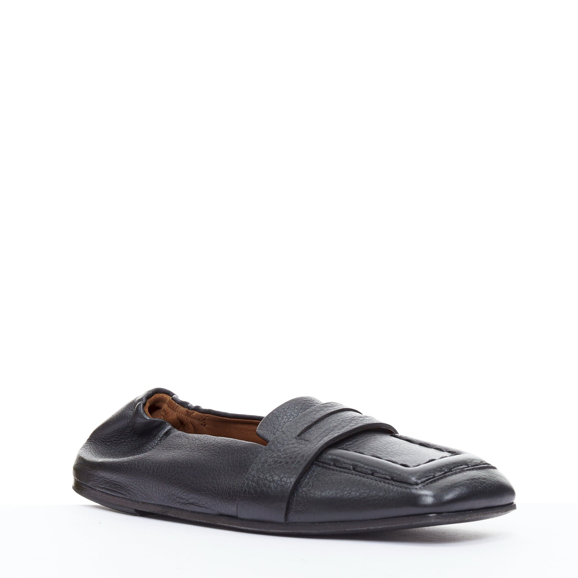 Marsell MARSELL Spatolona black square toe elastic back flat loafers EU38 Size US 8 / IT 38 - 3 Thumbnail