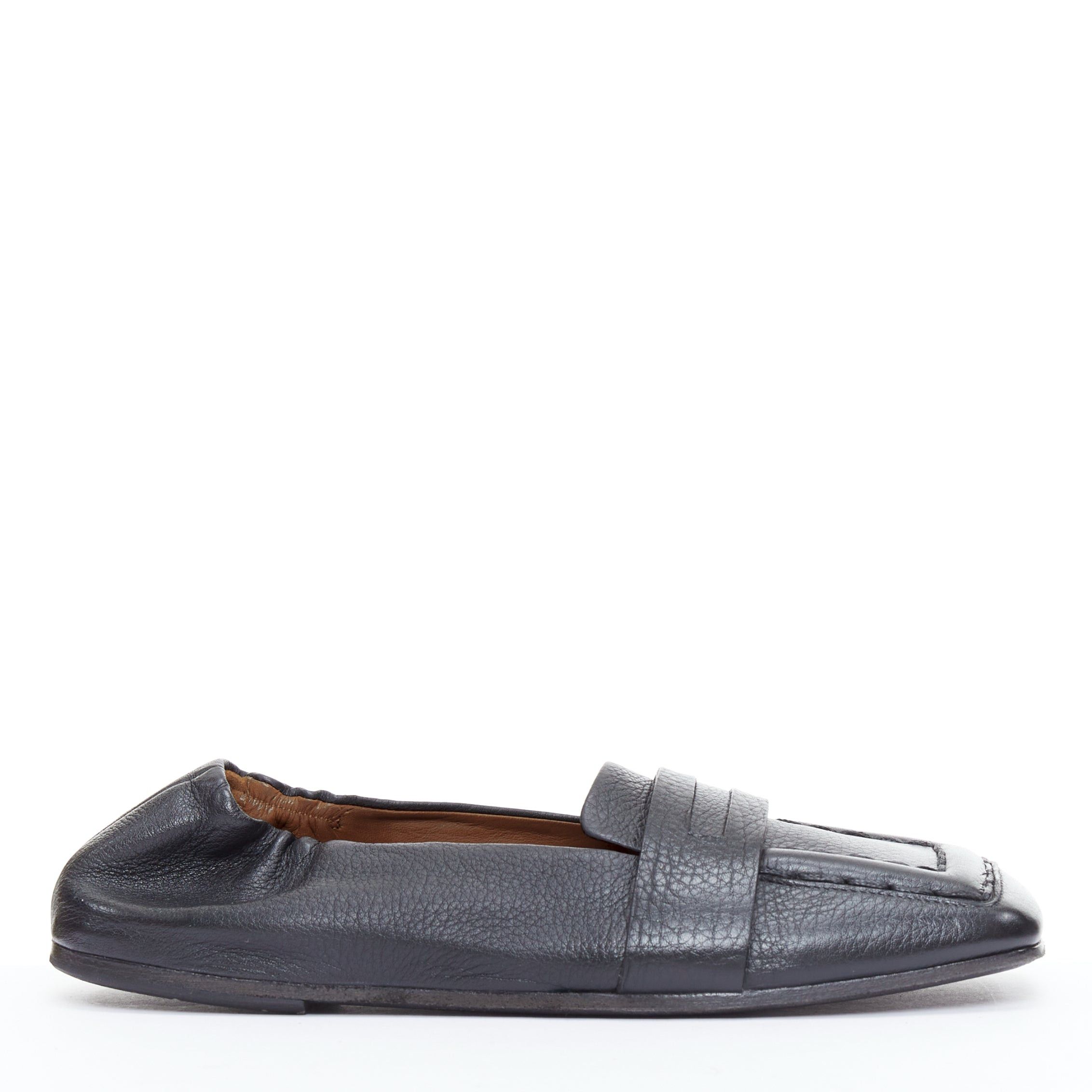 Marsell MARSELL Spatolona black square toe elastic back flat loafers EU38 Size US 8 / IT 38 - 2 Thumbnail