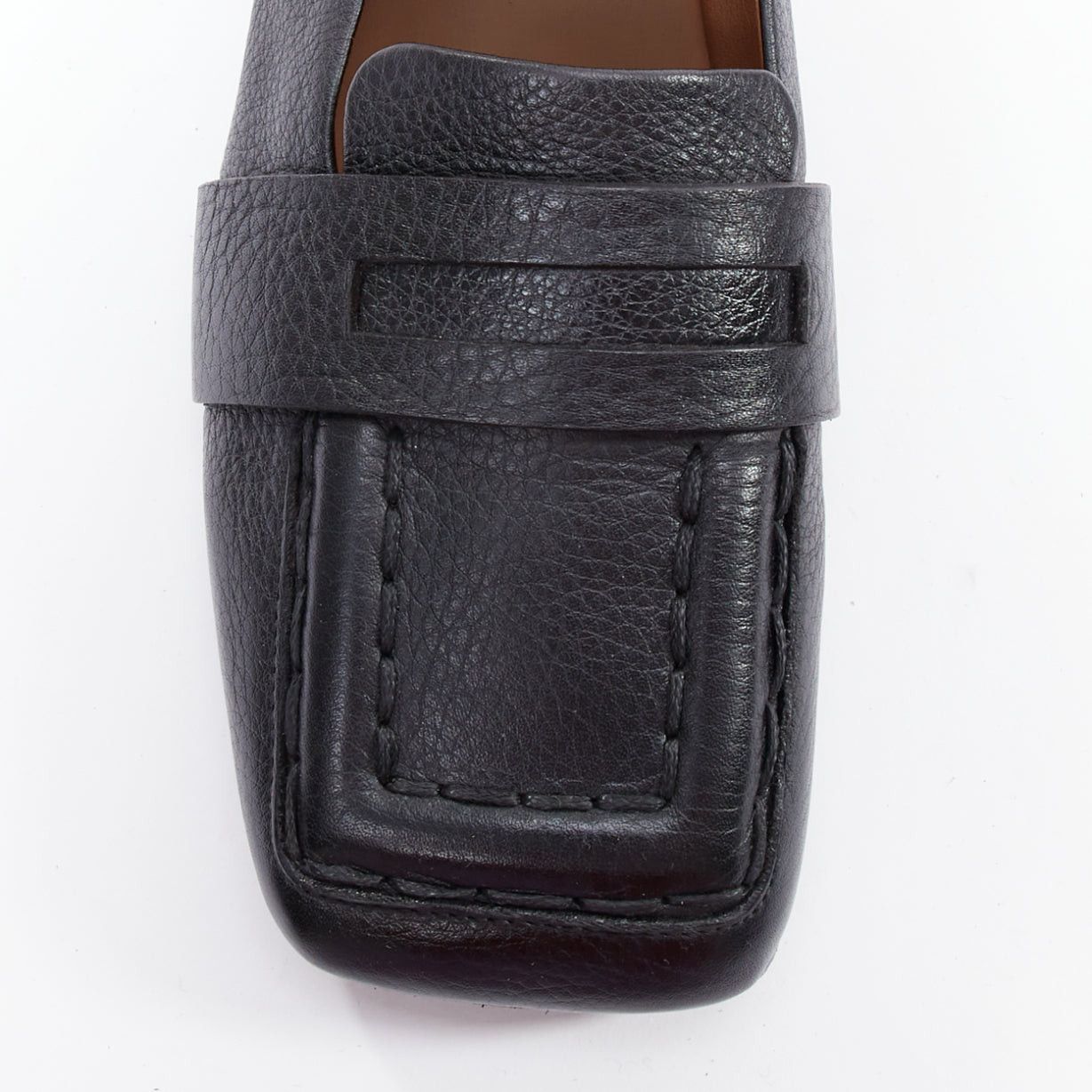 Marsell MARSELL Spatolona black square toe elastic back flat loafers EU38 Size US 8 / IT 38 - 6 Thumbnail