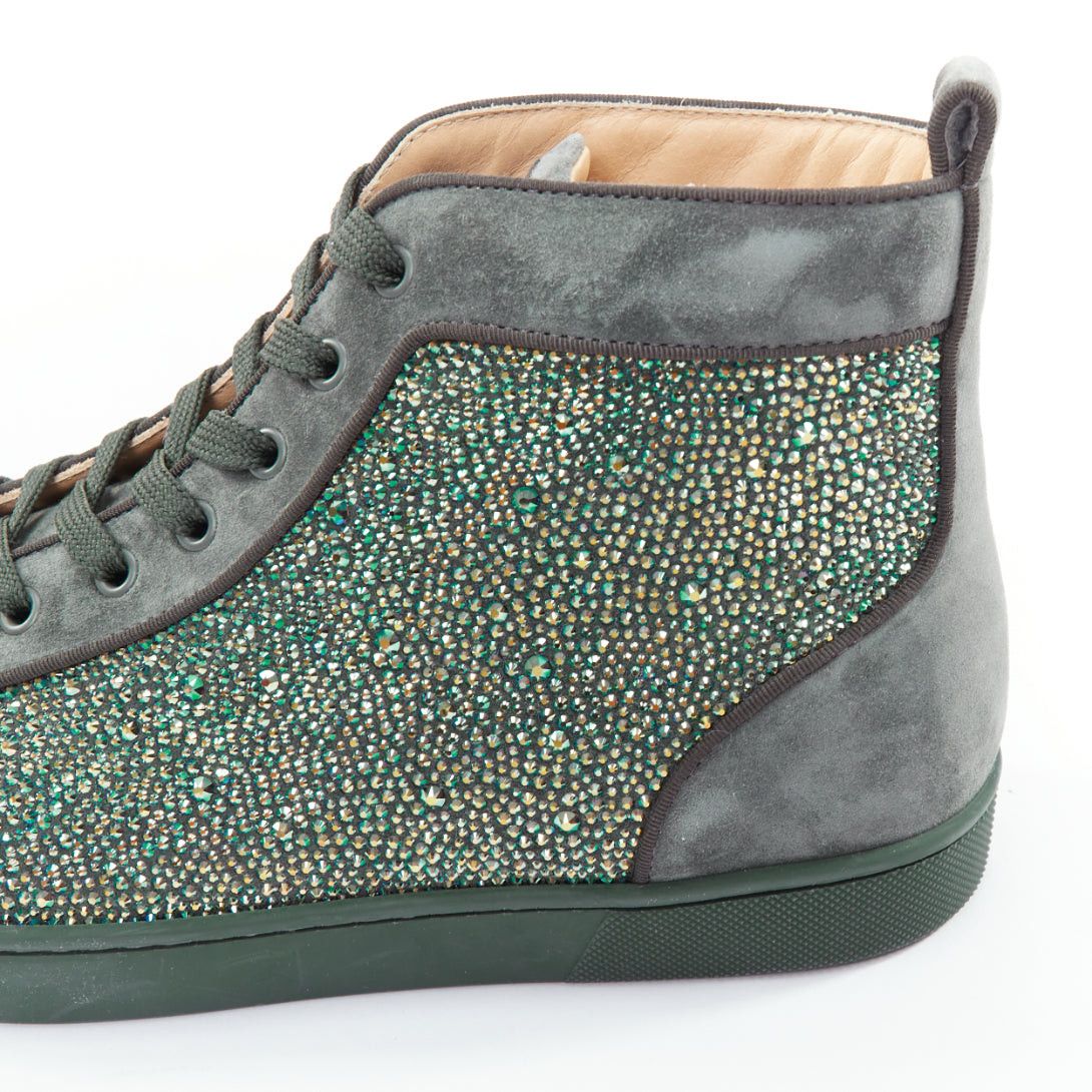 Christian Louboutin CHRISTIAN LOUBOUTIN Louis Orlato Tsar Green Strass crystals suede high top sneaker EU43 Size US 10 / EU 43 - 8 Thumbnail