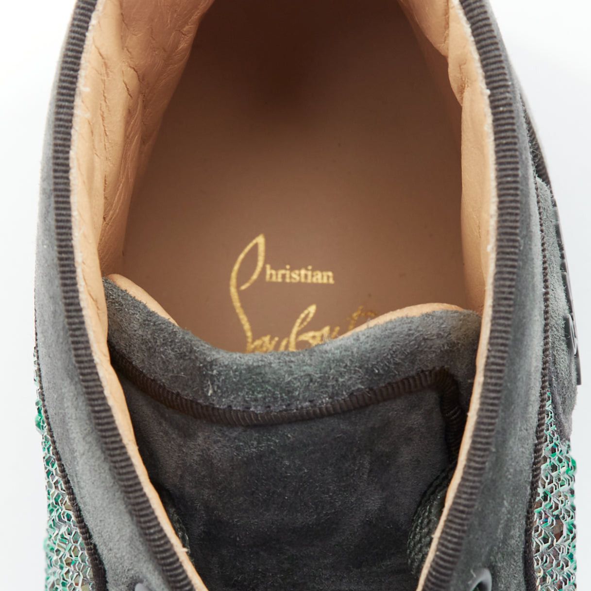 Christian Louboutin CHRISTIAN LOUBOUTIN Louis Orlato Tsar Green Strass crystals suede high top sneaker EU44 Size US 11 / EU 44 - 9 Thumbnail