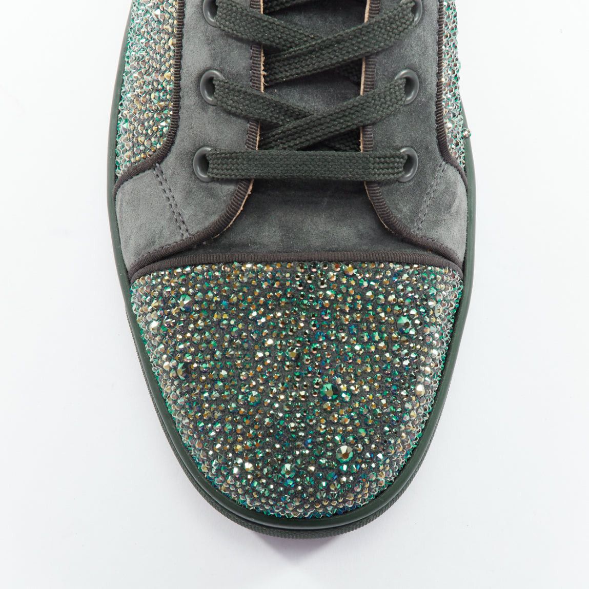 Christian Louboutin CHRISTIAN LOUBOUTIN Louis Orlato Tsar Green Strass crystals suede high top sneaker EU44 Size US 11 / EU 44 - 6 Thumbnail