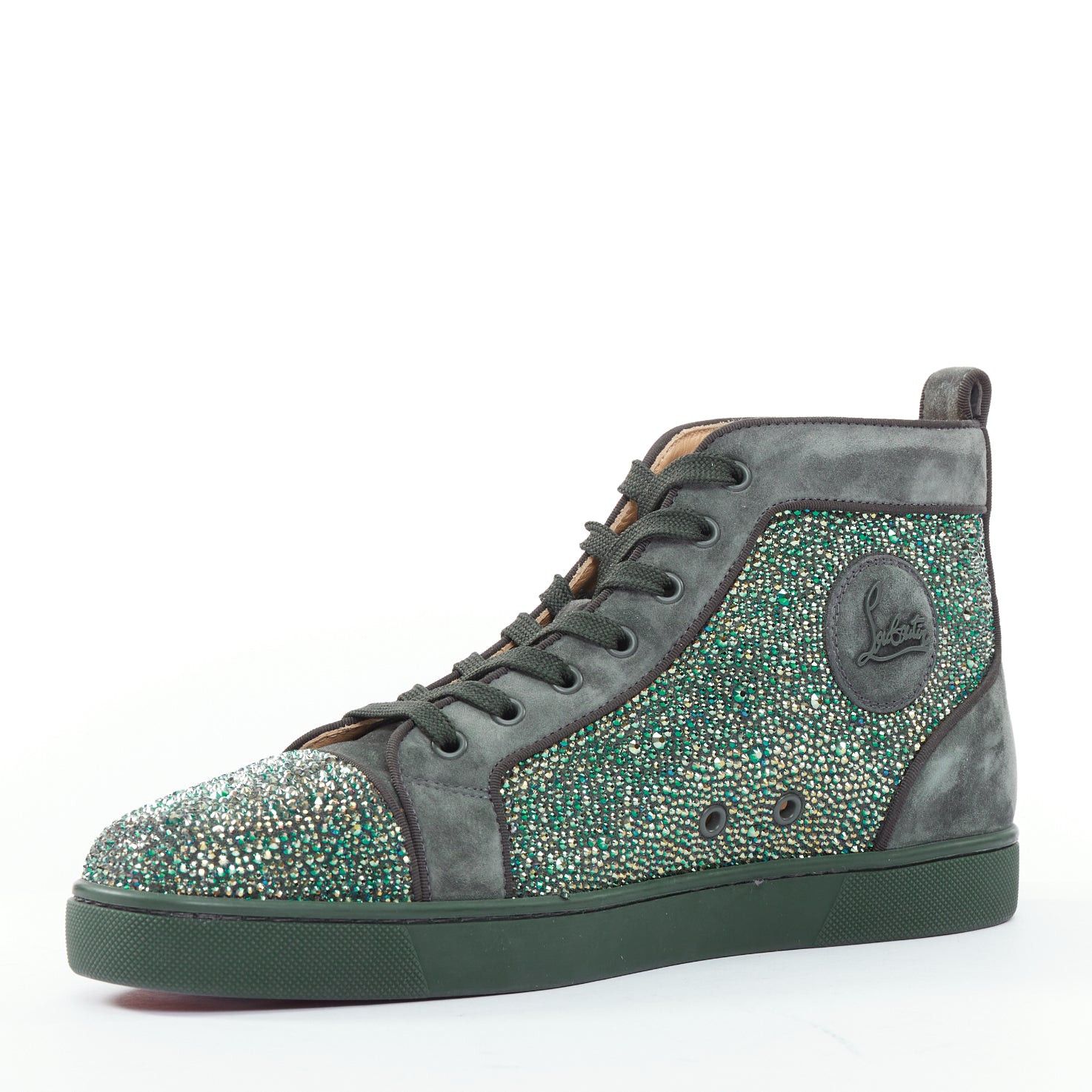 Christian Louboutin CHRISTIAN LOUBOUTIN Louis Orlato Tsar Green Strass crystals suede high top sneaker EU44 Size US 11 / EU 44 - 4 Thumbnail
