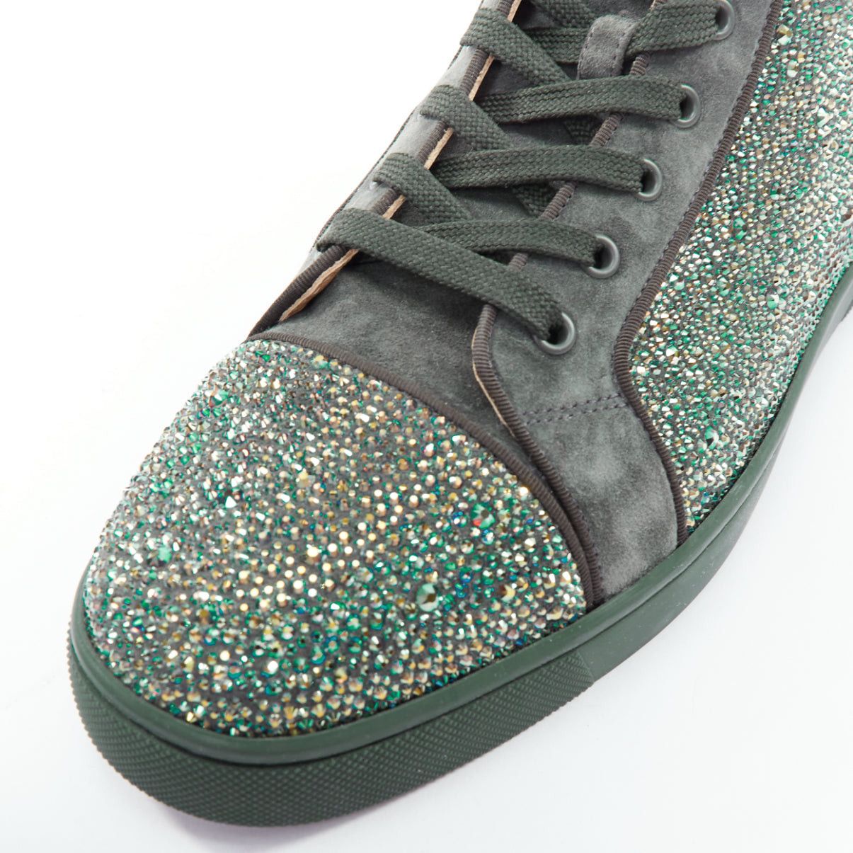 Christian Louboutin CHRISTIAN LOUBOUTIN Louis Orlato Tsar Green Strass crystals suede high top sneaker EU44 Size US 11 / EU 44 - 7 Thumbnail