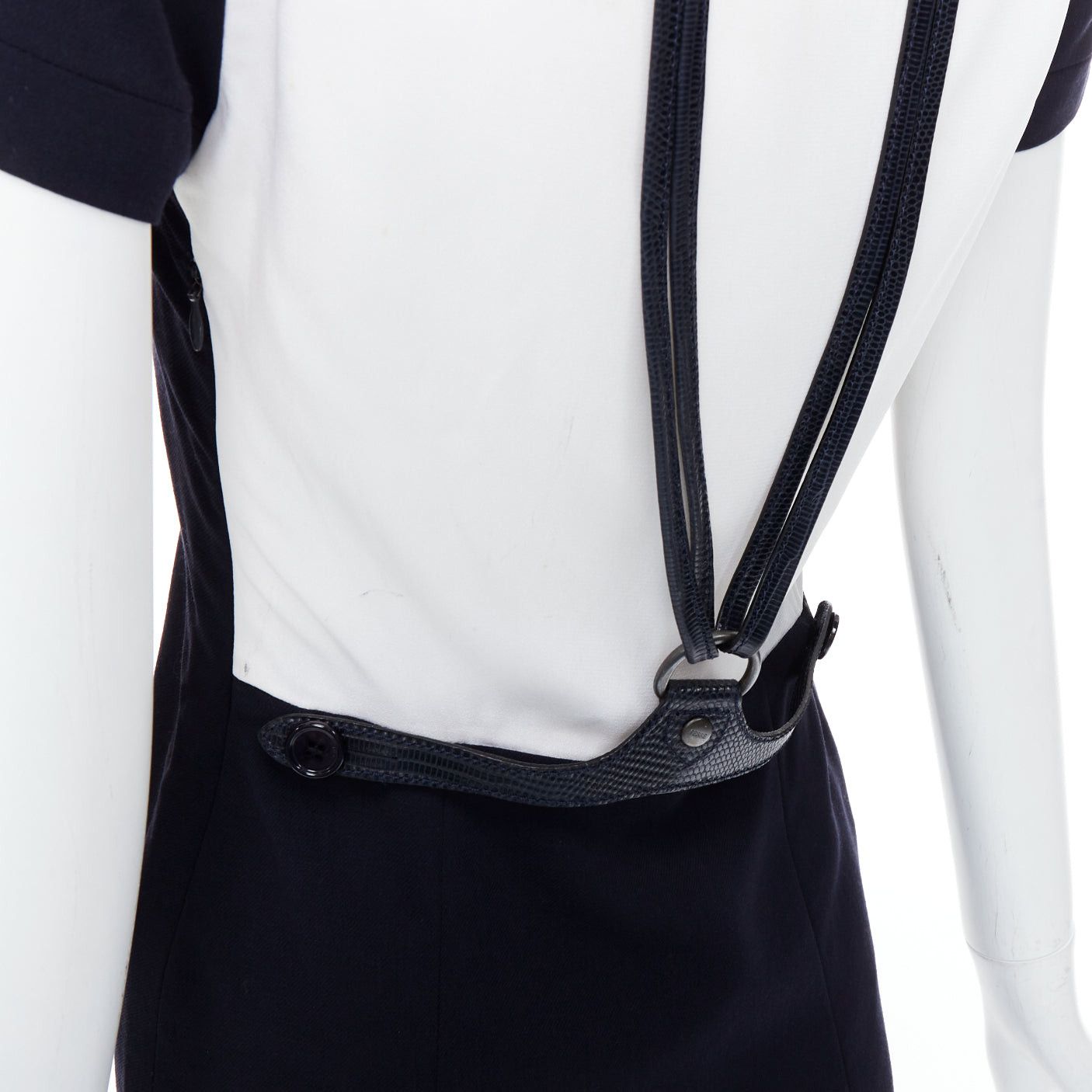 Gianfranco Ferre rare GIANFRANCO FERRE Vintage navy white suspender panelled dress IT40 S Size S / US 4 / IT 40 - 2 Thumbnail