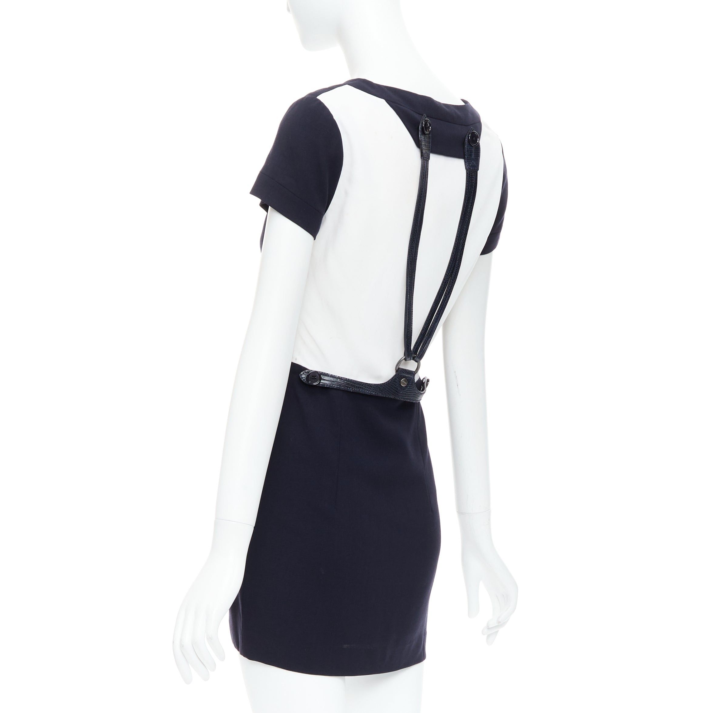 Gianfranco Ferre rare GIANFRANCO FERRE Vintage navy white suspender panelled dress IT40 S Size S / US 4 / IT 40 - 6 Thumbnail