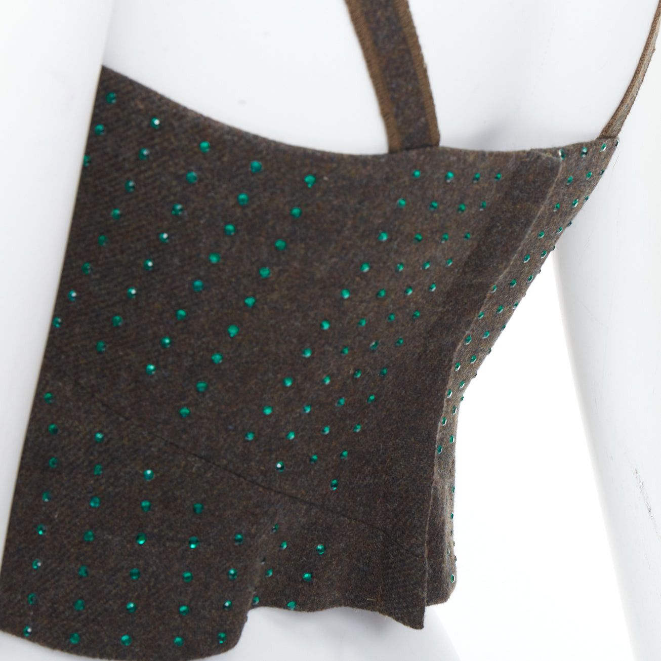 Miu Miu MIU MIU Vintage 1998 Runway fleece wool green crystal bustier top IT38 XS Size XS / US 0-2 / IT 36-38 - 8 Thumbnail
