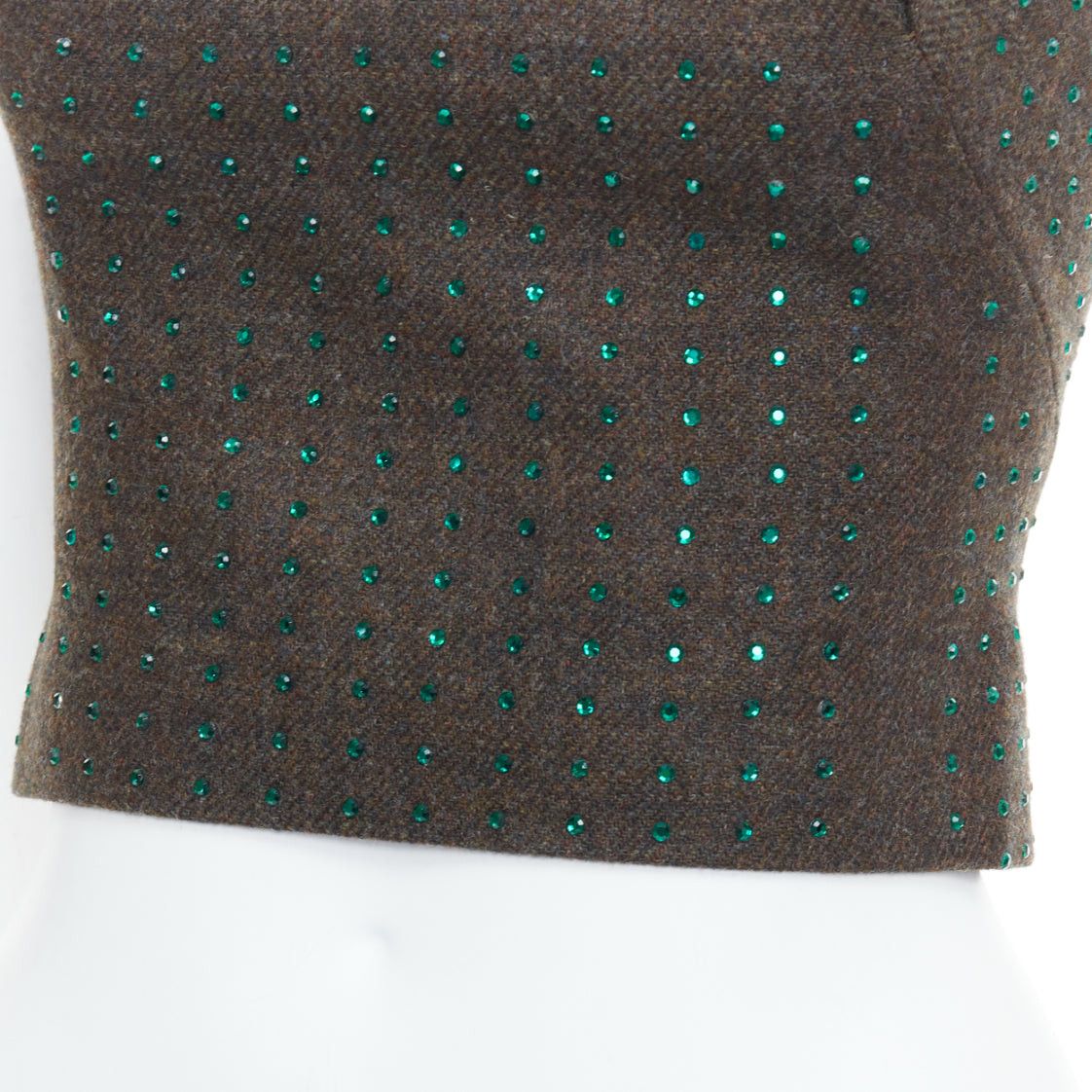 Miu Miu MIU MIU Vintage 1998 Runway fleece wool green crystal bustier top IT38 XS Size XS / US 0-2 / IT 36-38 - 7 Thumbnail