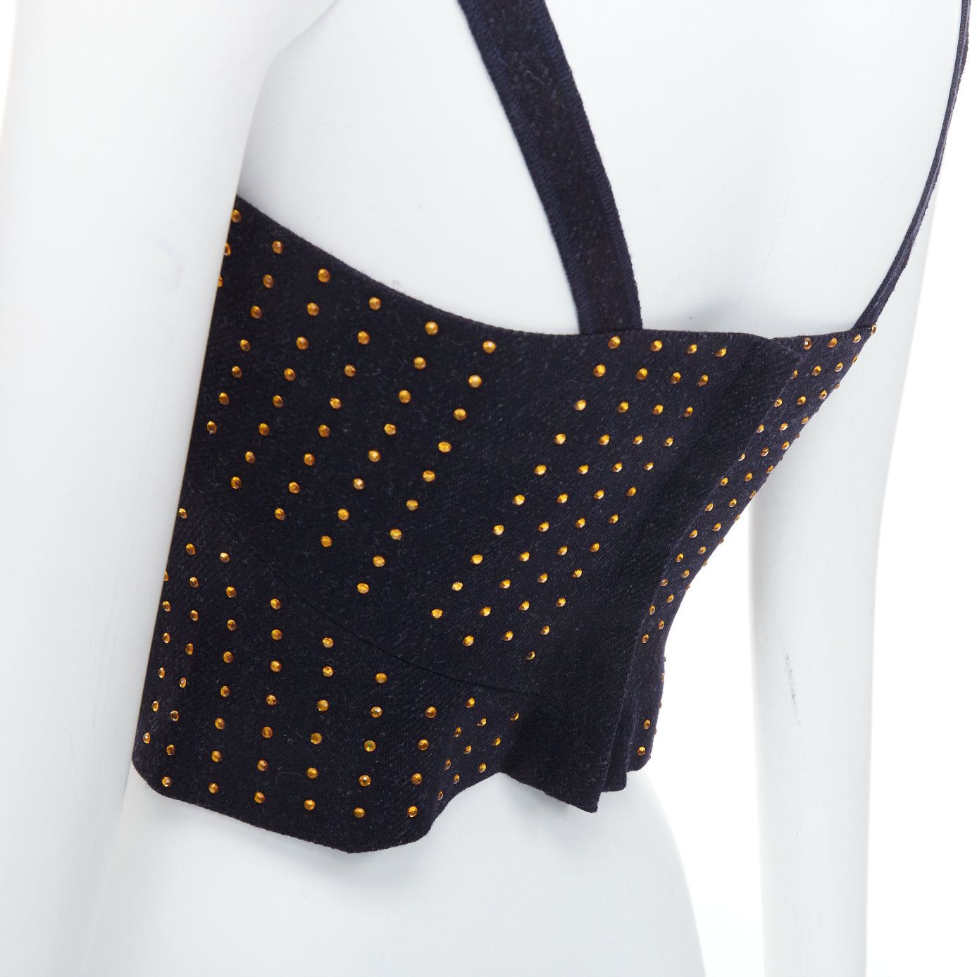 Miu Miu MIU MIU Vintage 1998 Runway fleece wool black crystal bustier top IT38 XS Size XS / US 0-2 / IT 36-38 - 7 Thumbnail